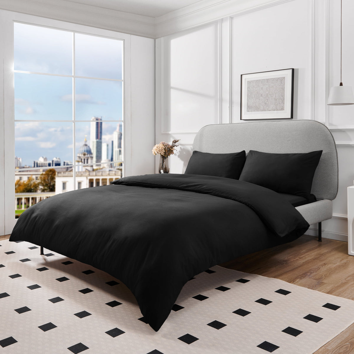 Deconovo Microfiber Bed Sheet Set - Black, California King, 4