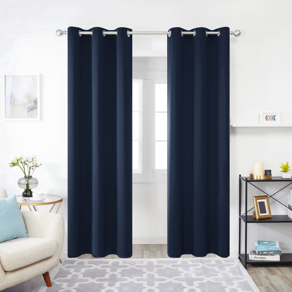ZOPZO Curtains & Valances, Navy Blue