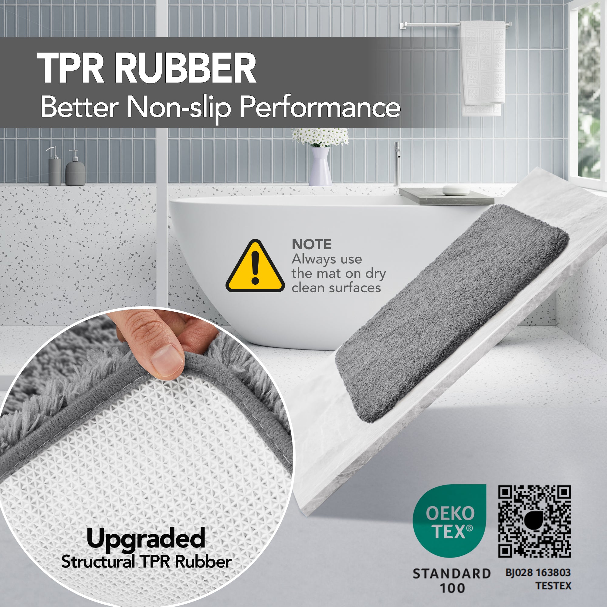 Deconovo Plush Non-Slip Bath Mat – Super Absorbent Rug (1 PC)