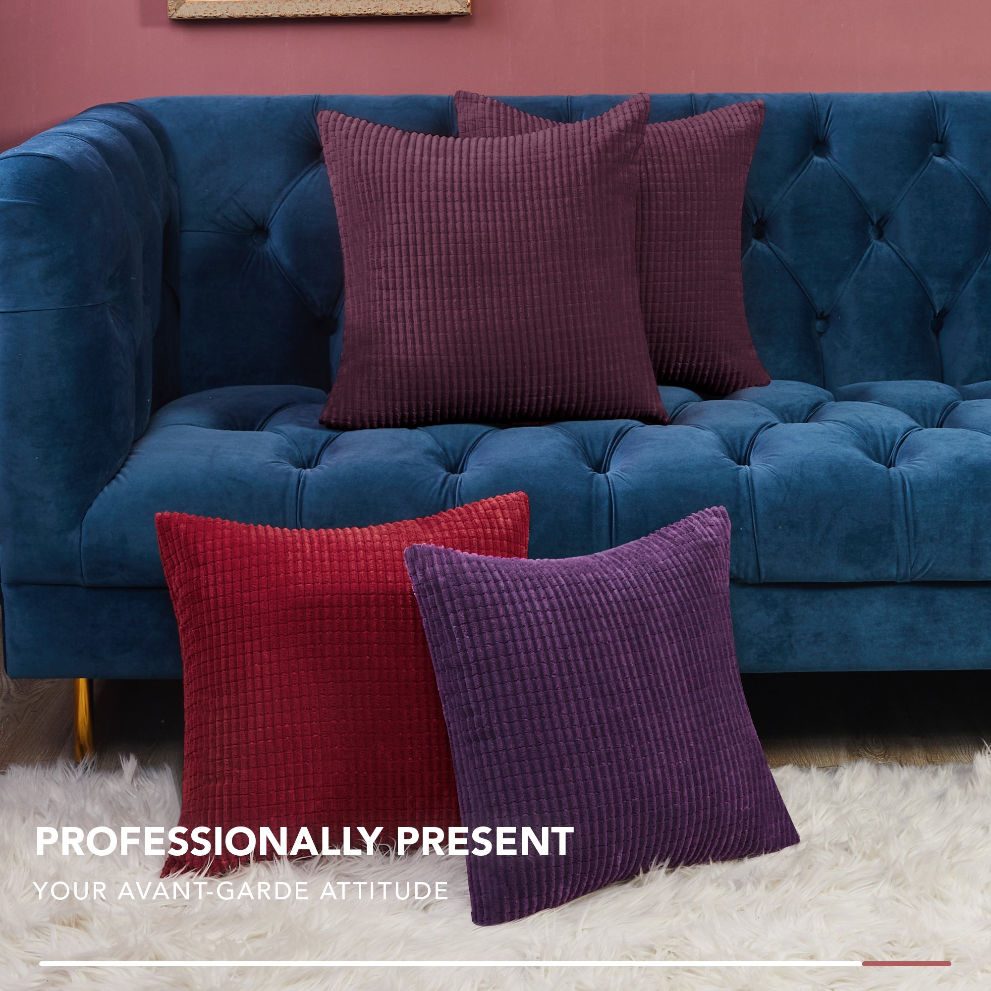 Deconovo Corduroy Decorative Throw Pillow Covers, 2-Pack, OEKO-TEX, Zippered