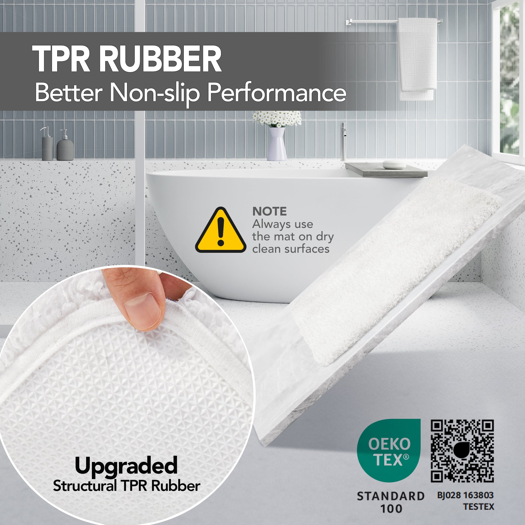 Deconovo Plush Non-Slip Bath Mat – Super Absorbent Rug (1 PC)