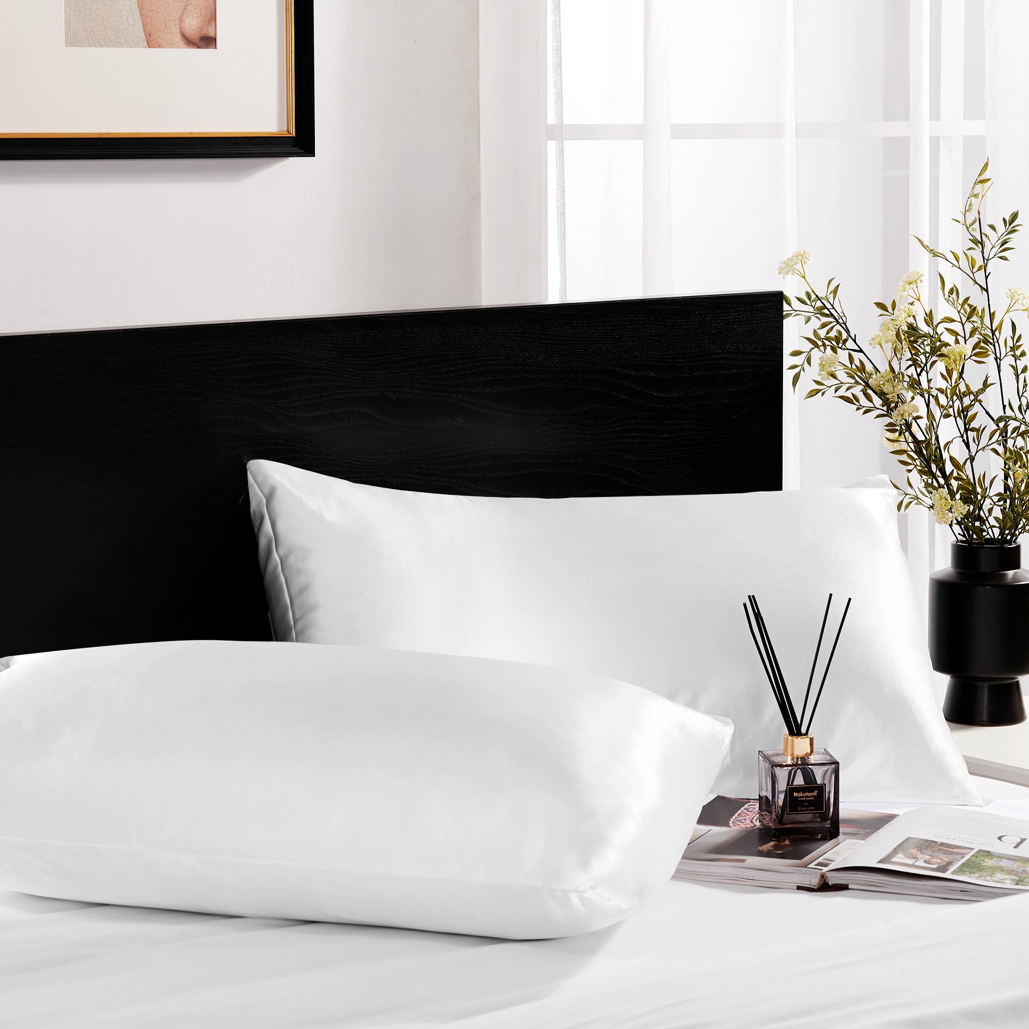 Deconovo Satin Silk Pillowcases (Set of 2), Envelope Closure
