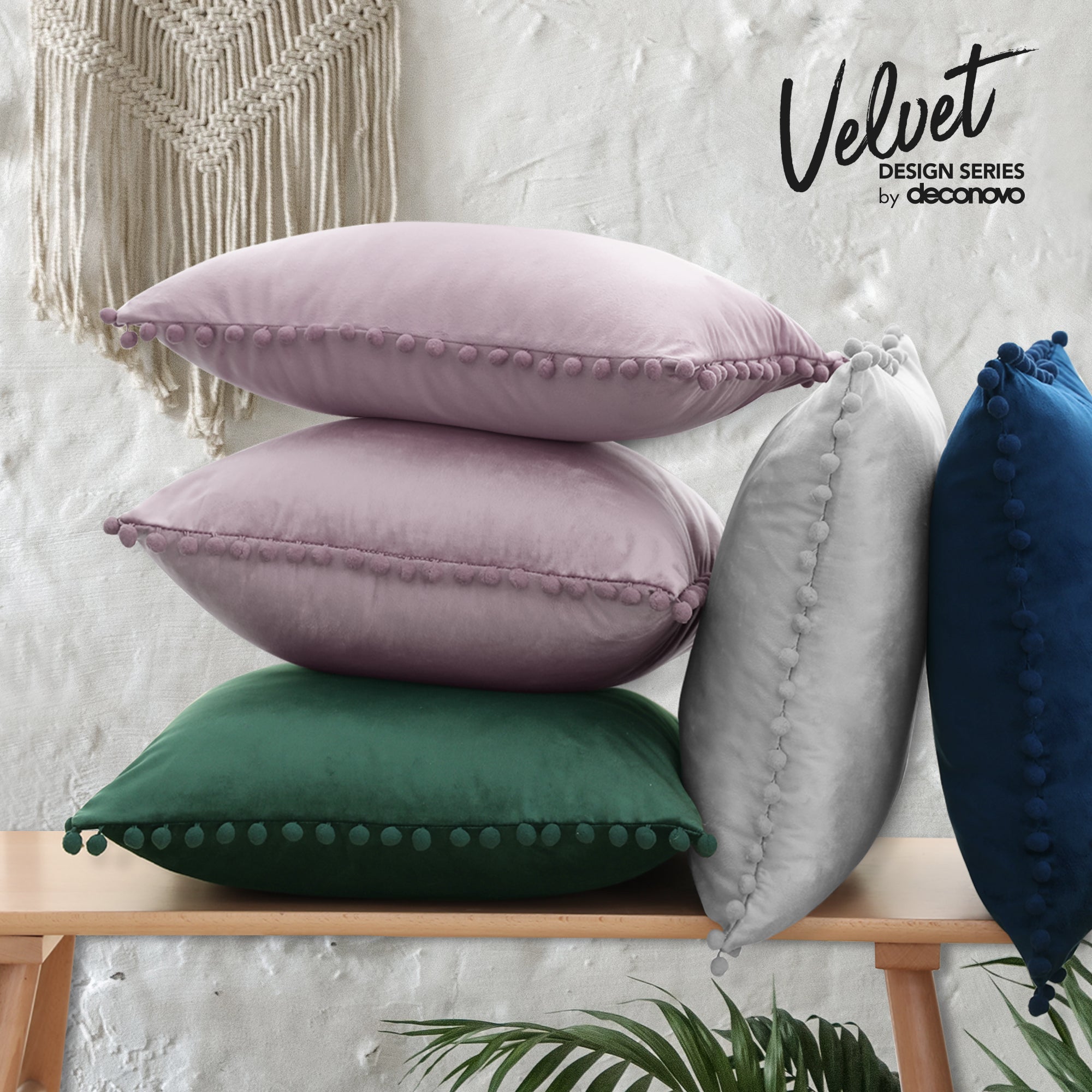 Deconovo Velvet Pom-Pom Pillow Covers 2-Pack – Multiple Sizes (Cover Only)