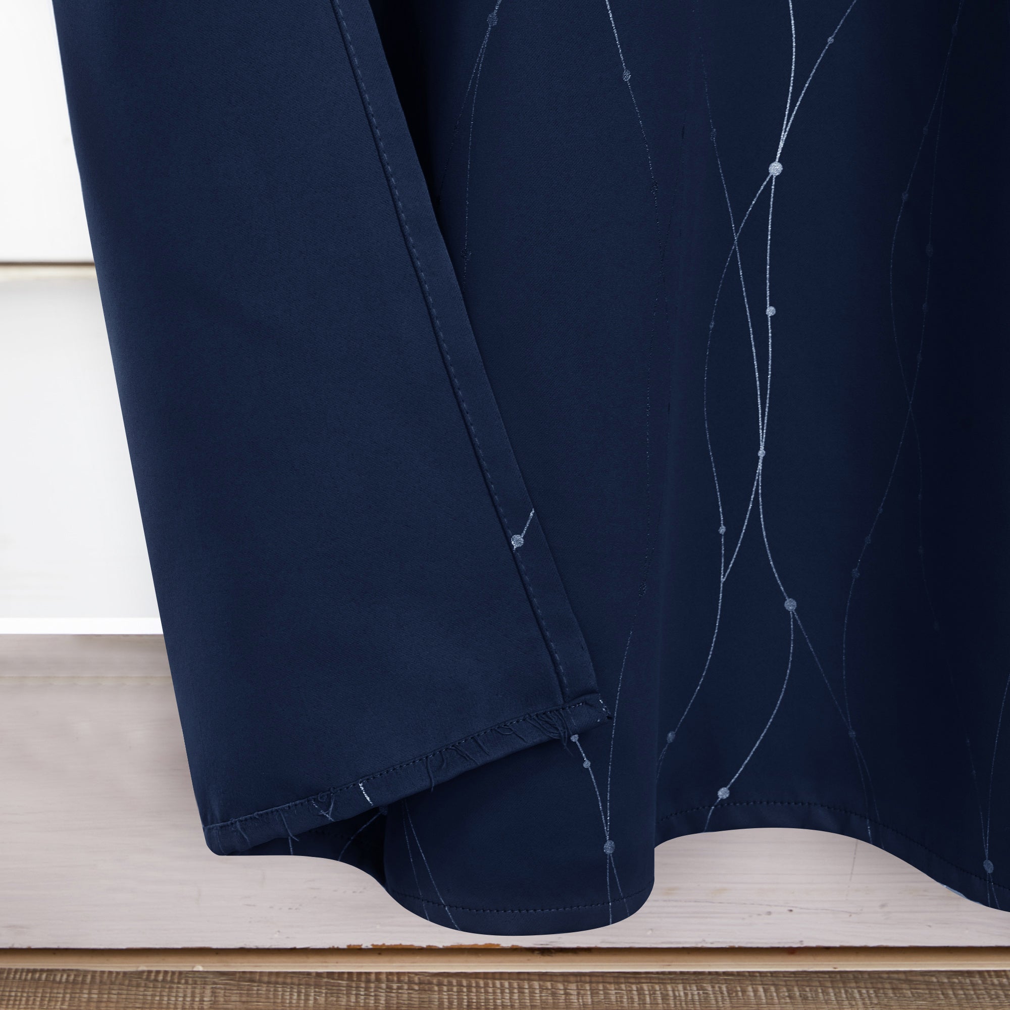 Deconovo Wave Line with Dots Blackout Curtains, 42-Inch Wide, 2 Panels