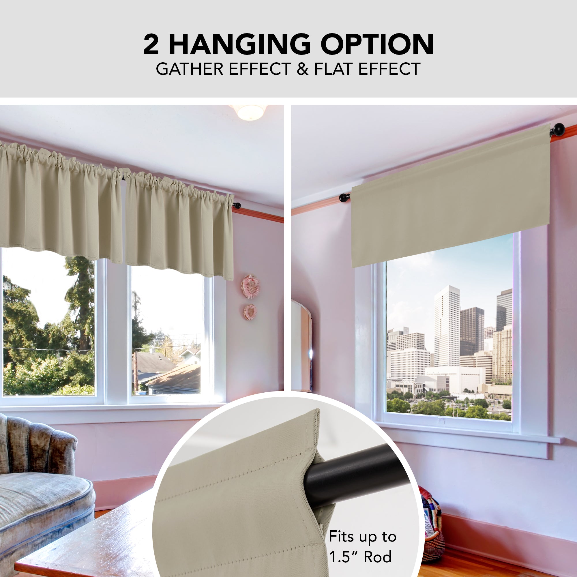 Deconovo Room Darkening Rod Pocket Window Valance – 1 Panel