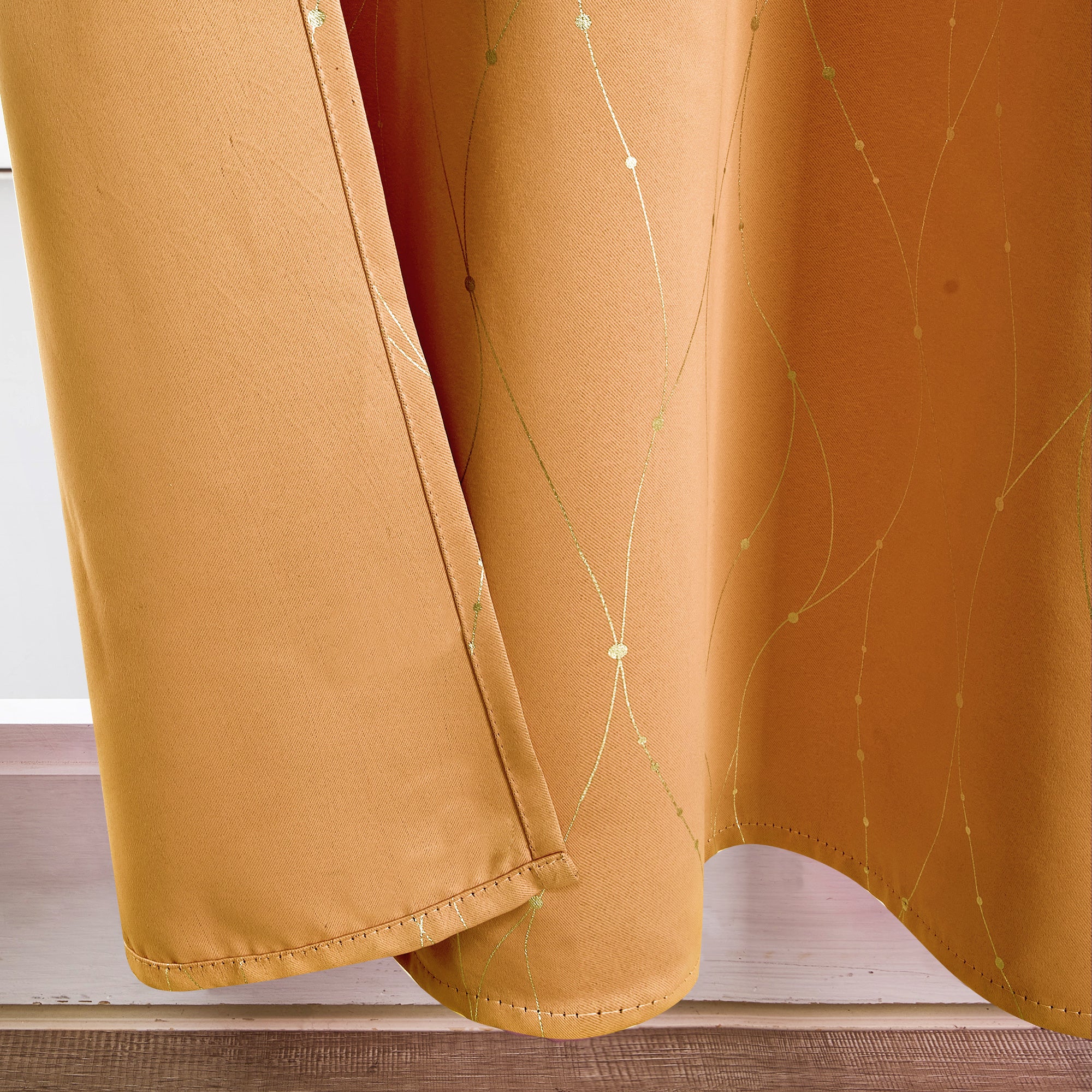 Deconovo Wave Line with Dots Blackout Curtains, 42-Inch Wide, 2 Panels