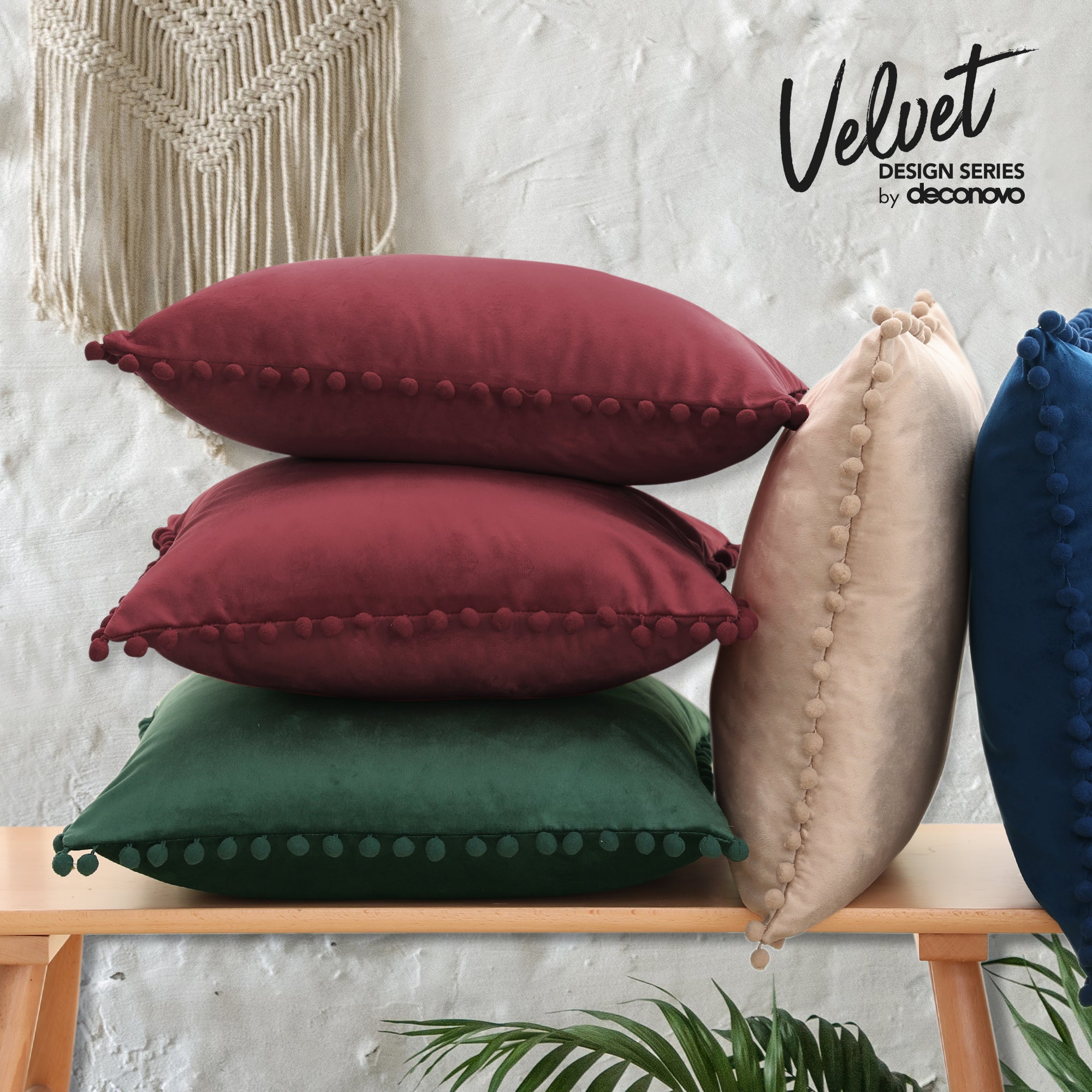 Deconovo Velvet Pom-Pom Pillow Covers 2-Pack – Multiple Sizes (Cover Only)