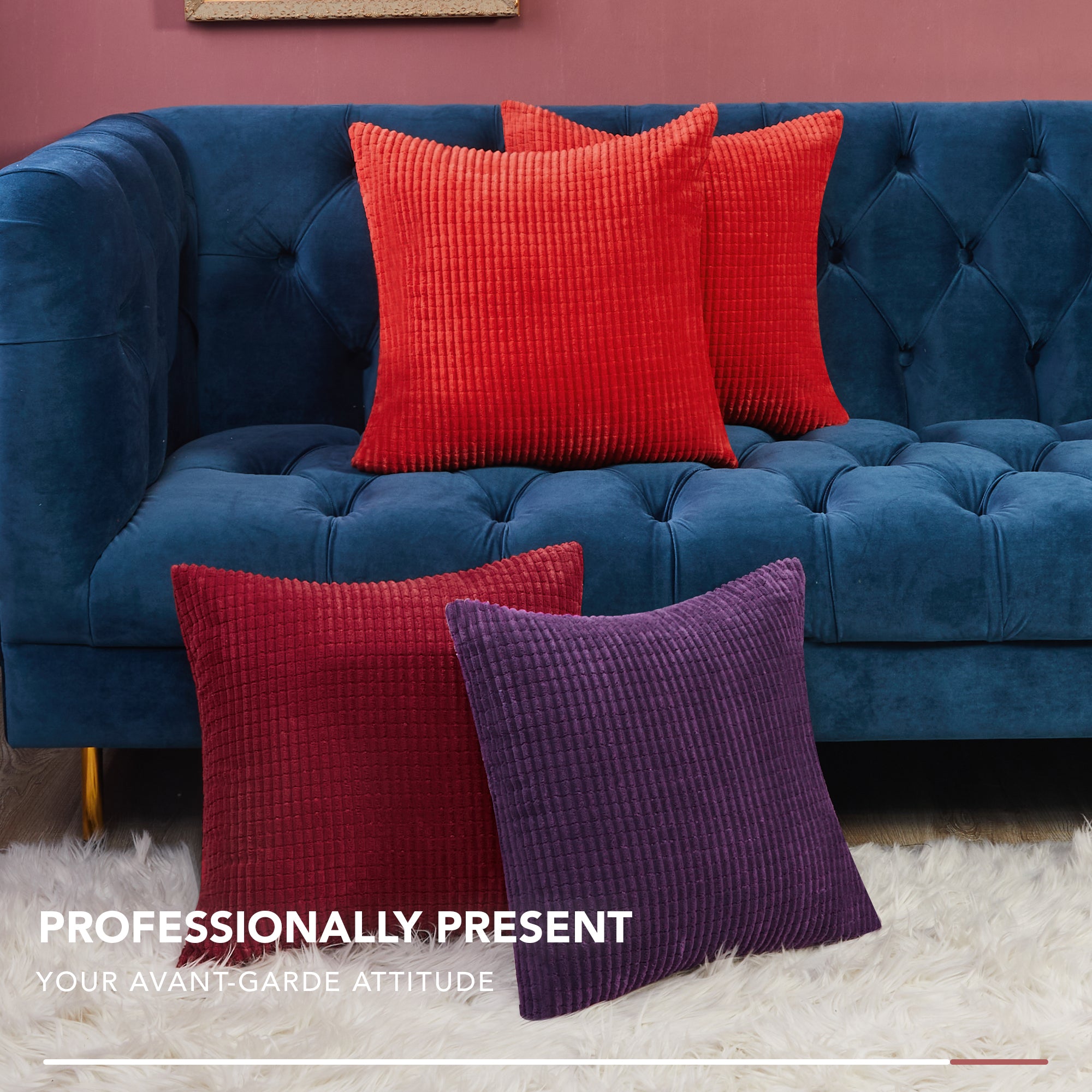 Deconovo Corduroy Decorative Throw Pillow Covers, 2-Pack, OEKO-TEX, Zippered