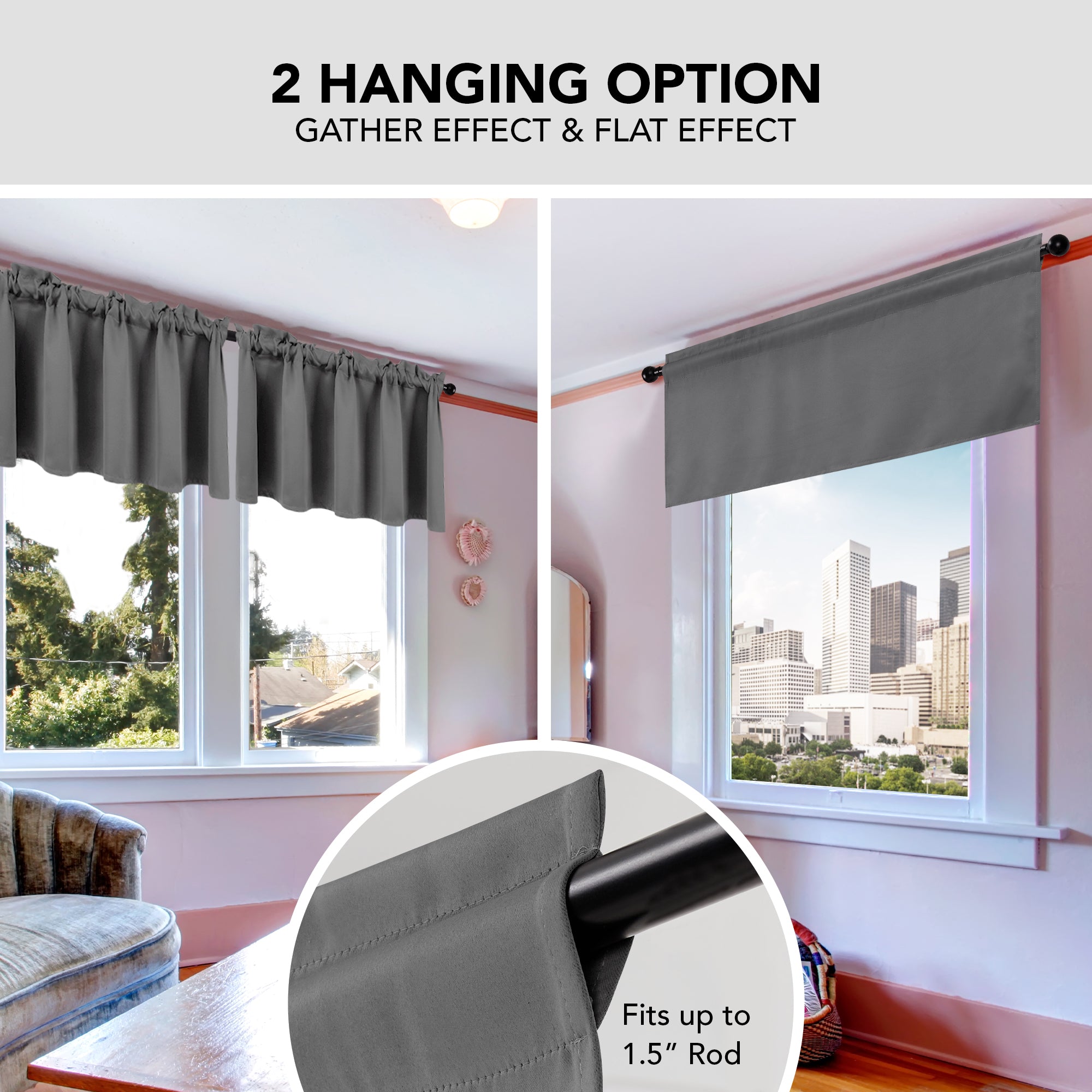 Deconovo Room Darkening Rod Pocket Window Valance – 1 Panel