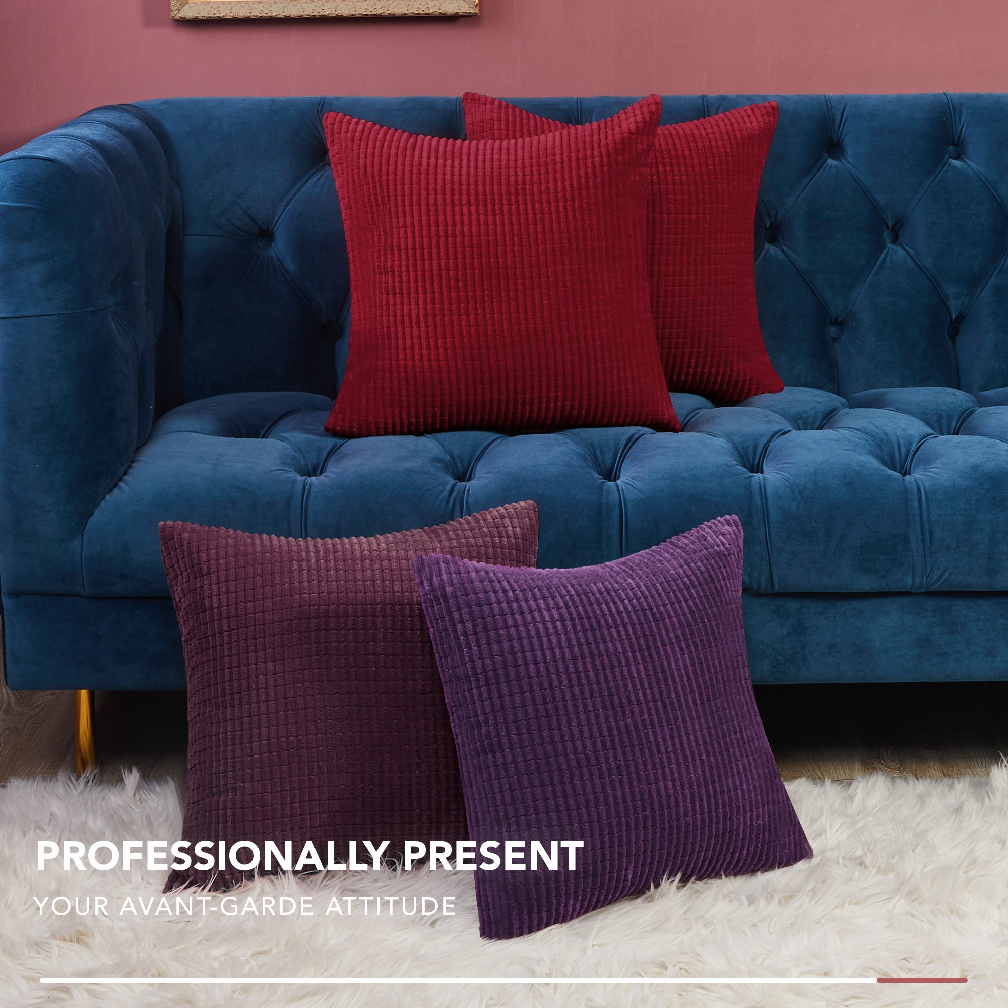 Deconovo Corduroy Decorative Throw Pillow Covers, 2-Pack, OEKO-TEX, Zippered