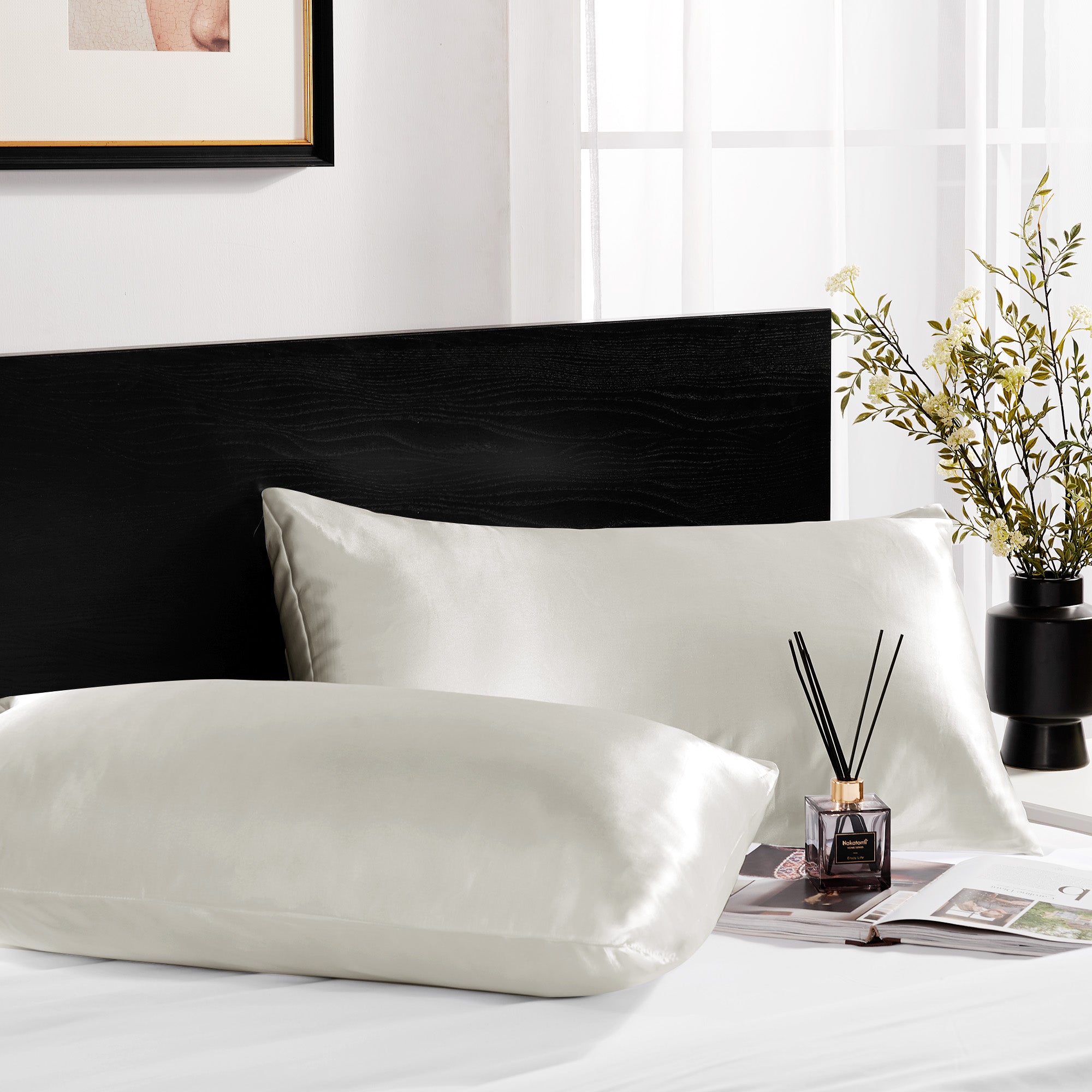 Deconovo Satin Silk Pillowcases (Set of 2), Envelope Closure