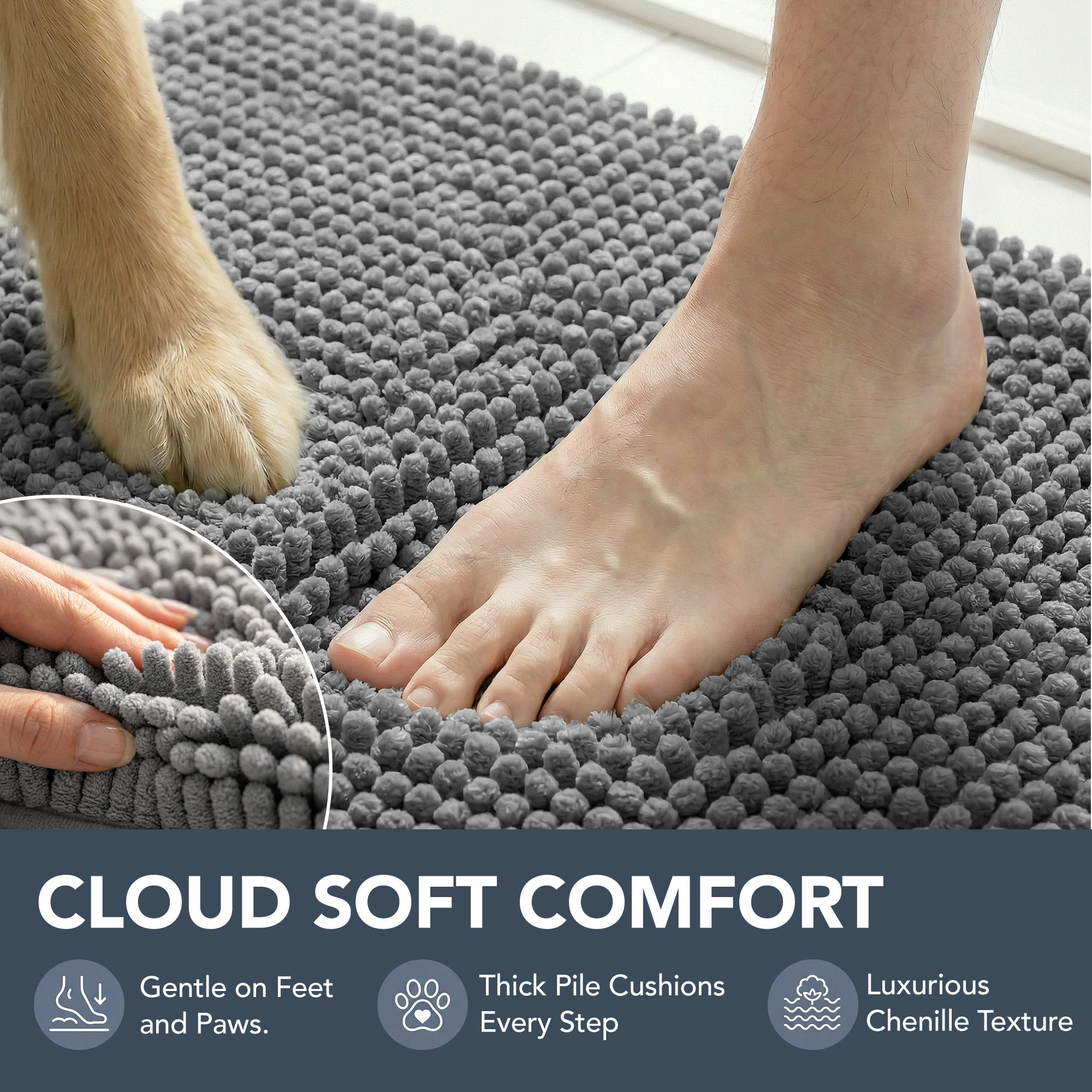 Deconovo Waterproof Dog Door Mat, Absorbent Non-Slip Washable Rug for Muddy Paws