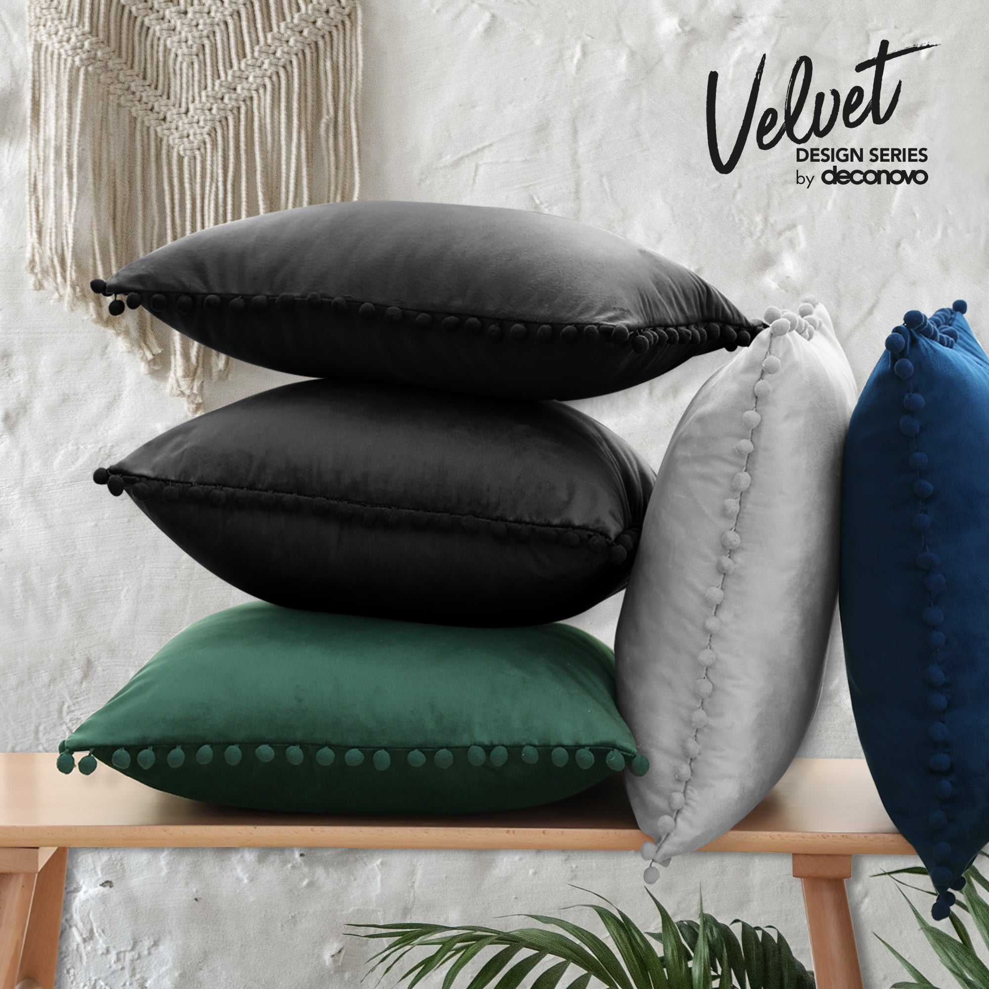Deconovo Velvet Pom-Pom Pillow Covers 2-Pack – Multiple Sizes (Cover Only)