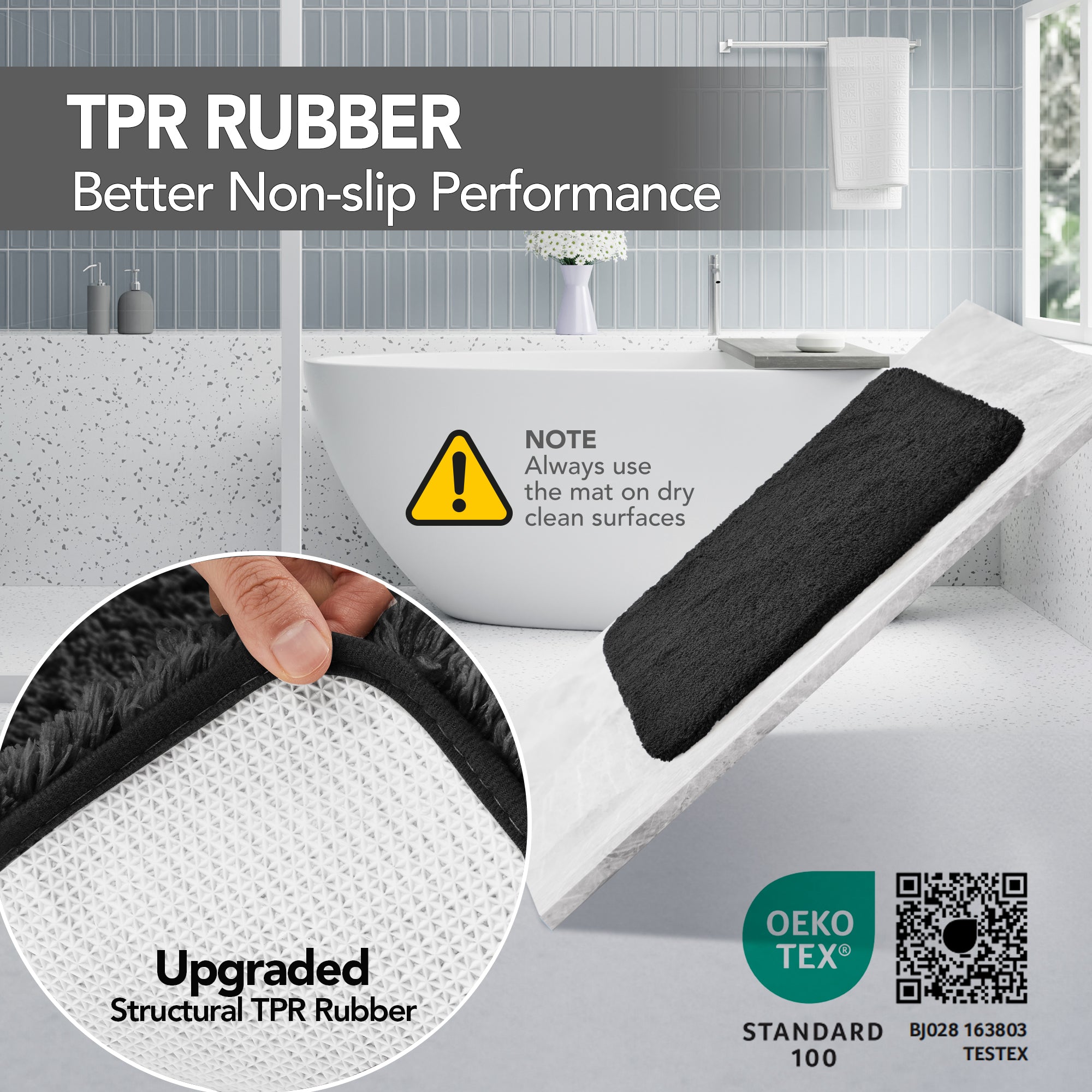Deconovo Plush Non-Slip Bath Mat – Super Absorbent Rug (1 PC)