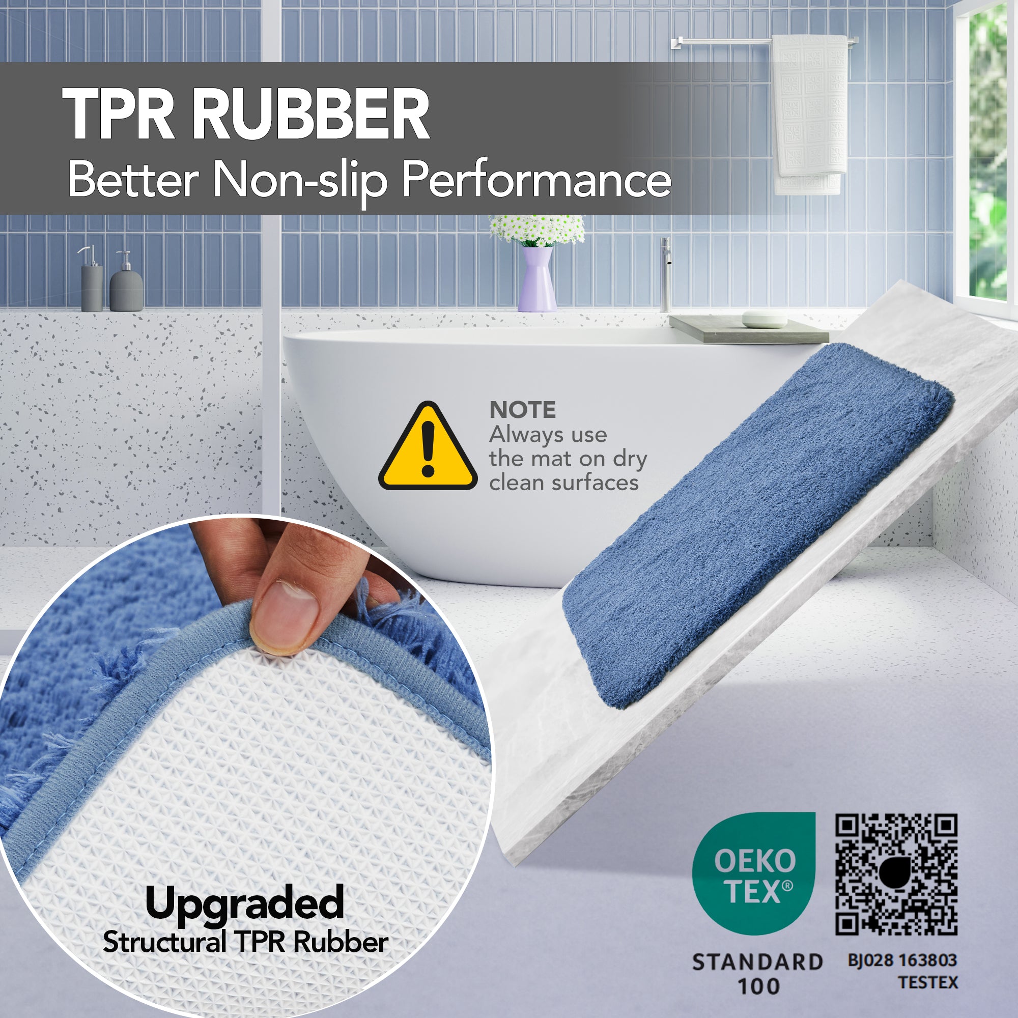 Deconovo Plush Non-Slip Bath Mat – Super Absorbent Rug (1 PC)