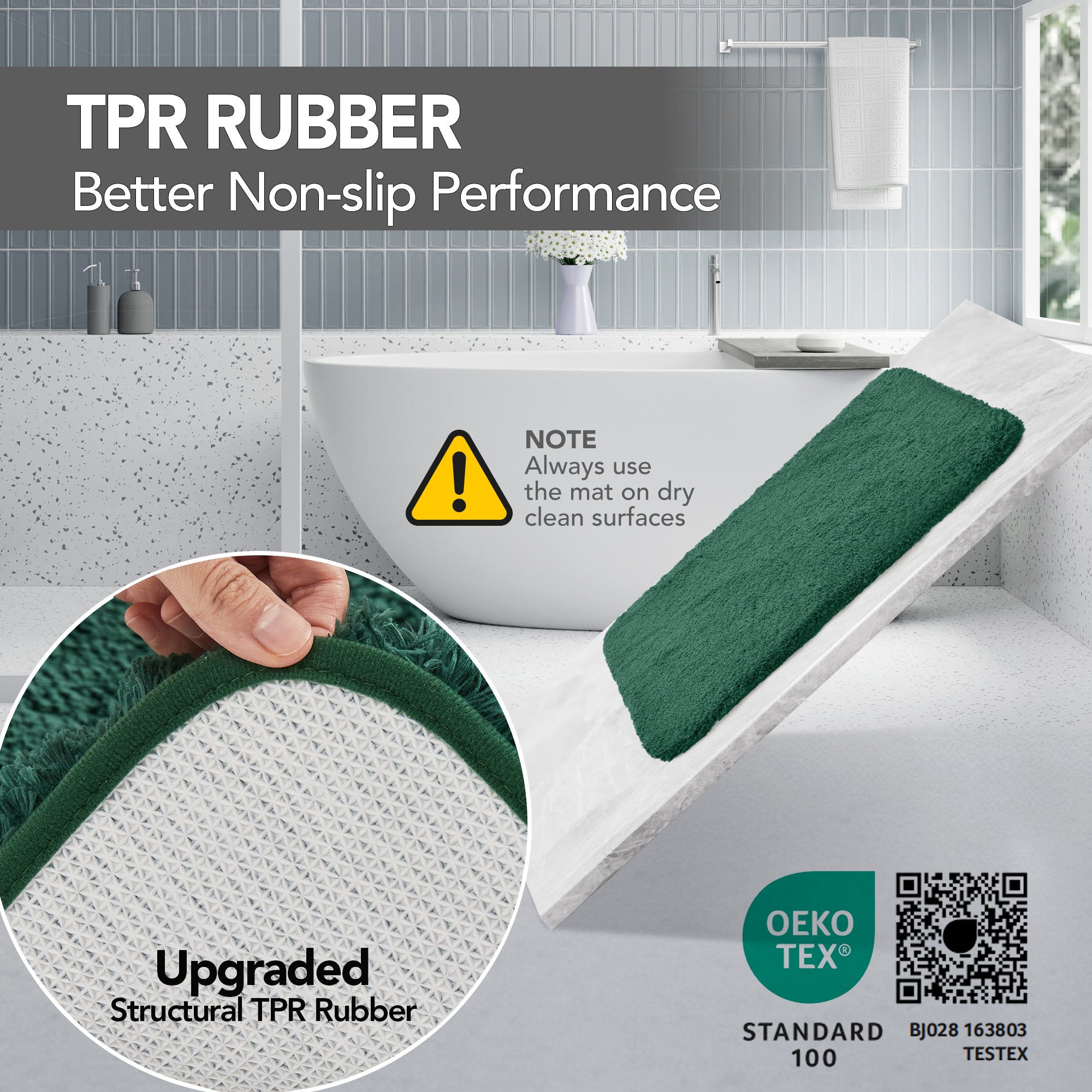 Deconovo Plush Non-Slip Bath Mat – Super Absorbent Rug (1 PC)