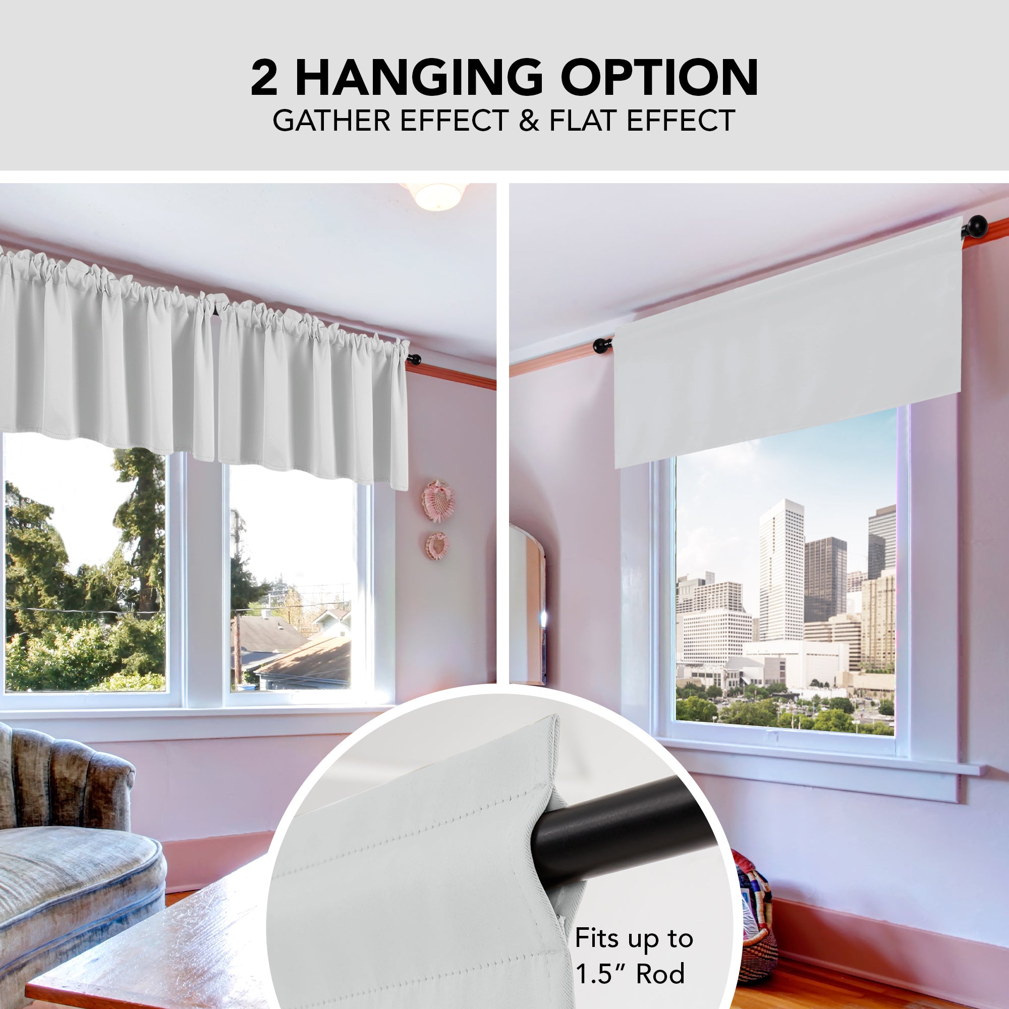 Deconovo Room Darkening Rod Pocket Window Valance – 1 Panel