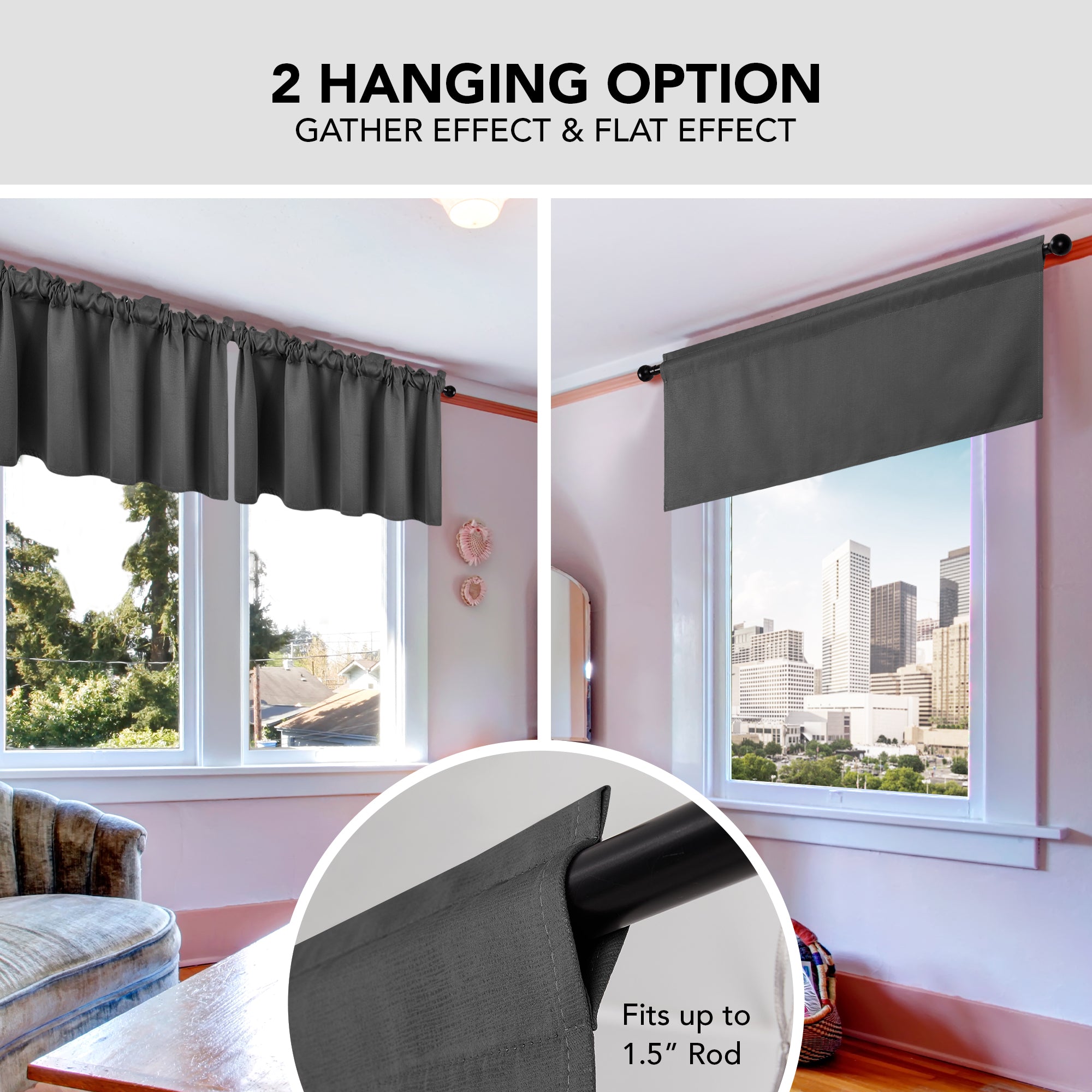Deconovo Room Darkening Rod Pocket Window Valance – 1 Panel