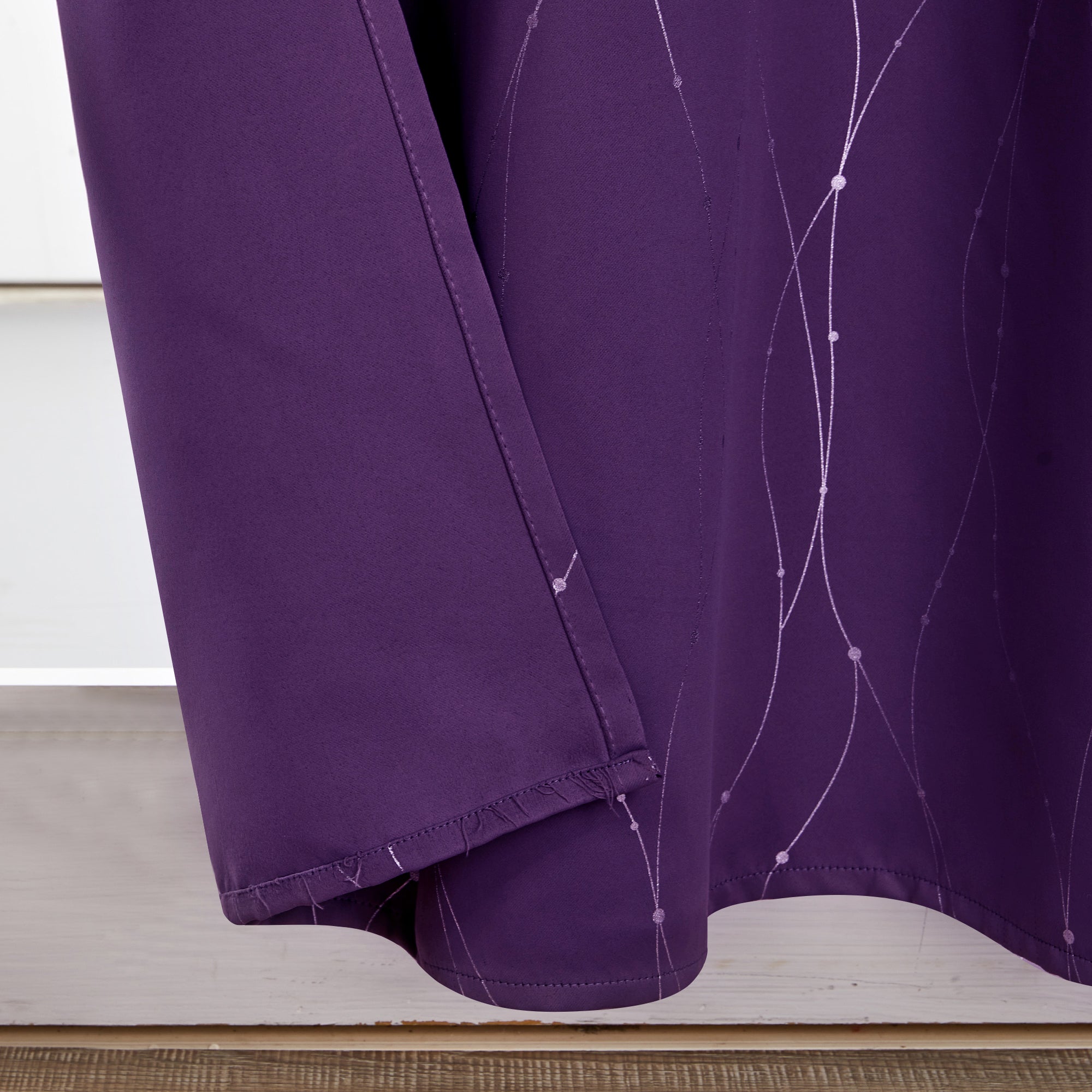 Deconovo Wave Line with Dots Blackout Curtains, 42-Inch Wide, 2 Panels