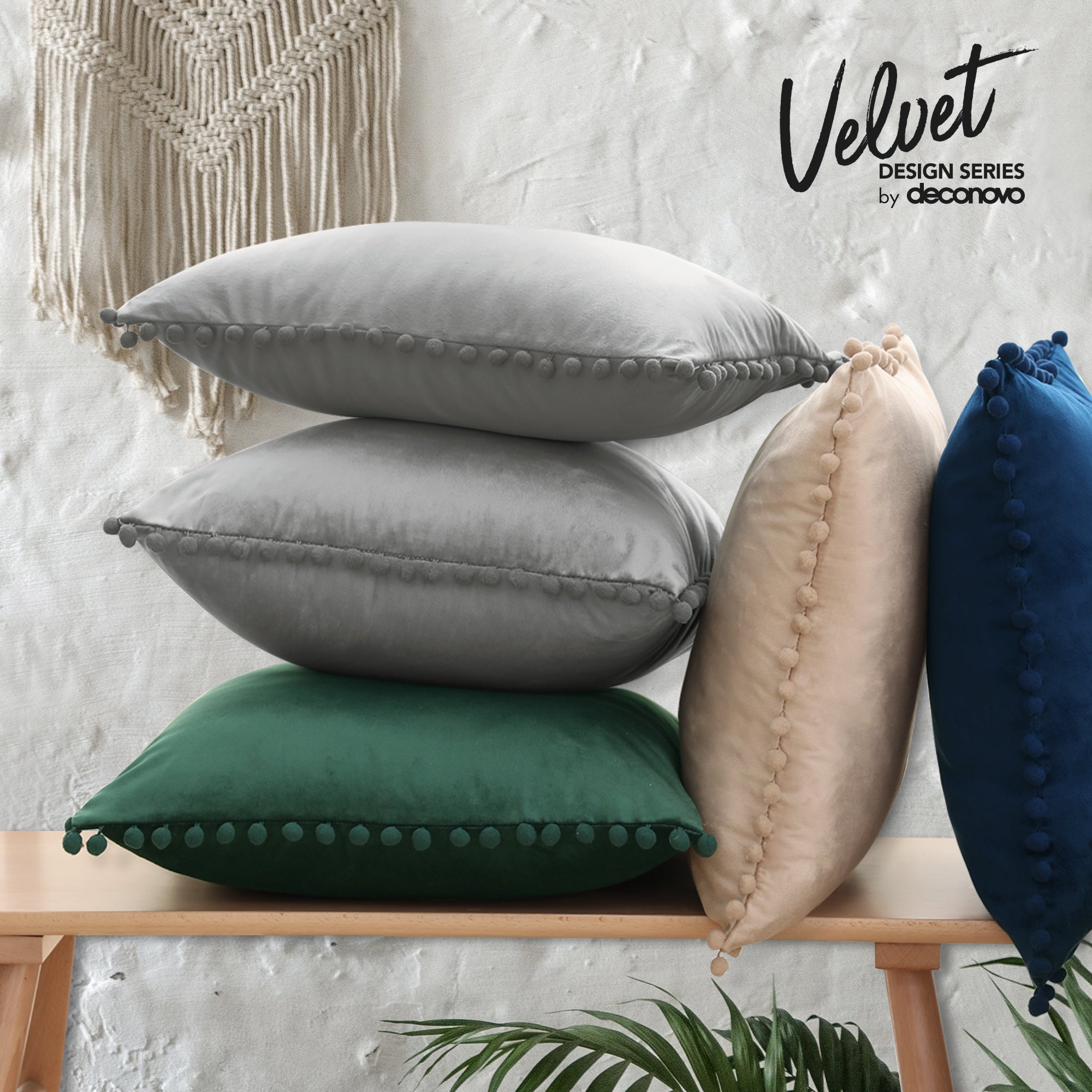 Deconovo Velvet Pom-Pom Pillow Covers 2-Pack – Multiple Sizes (Cover Only)