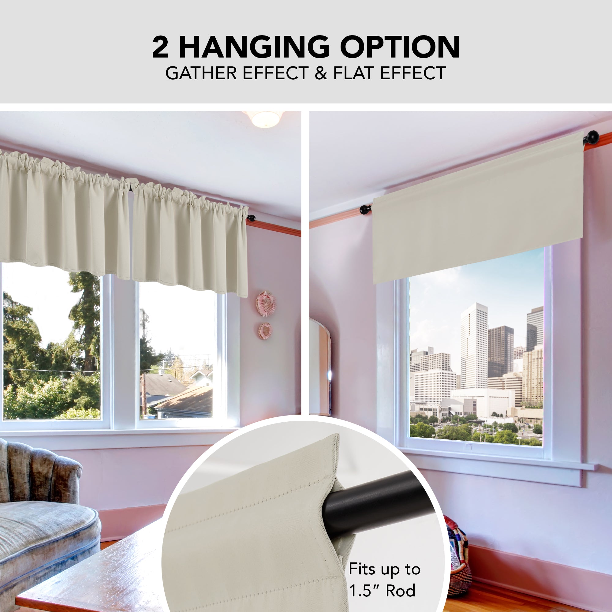Deconovo Room Darkening Rod Pocket Window Valance – 1 Panel