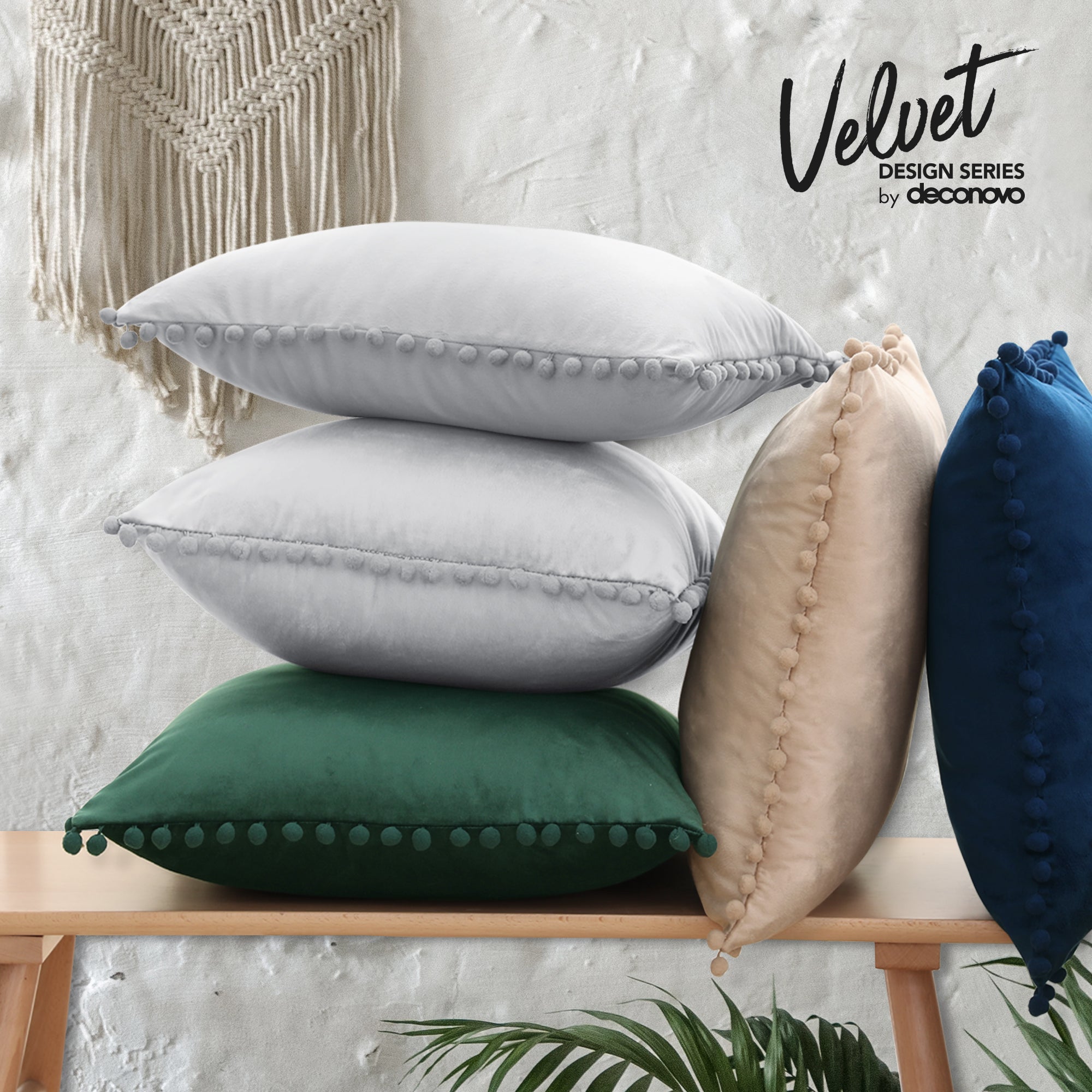 Deconovo Velvet Pom-Pom Pillow Covers 2-Pack – Multiple Sizes (Cover Only)