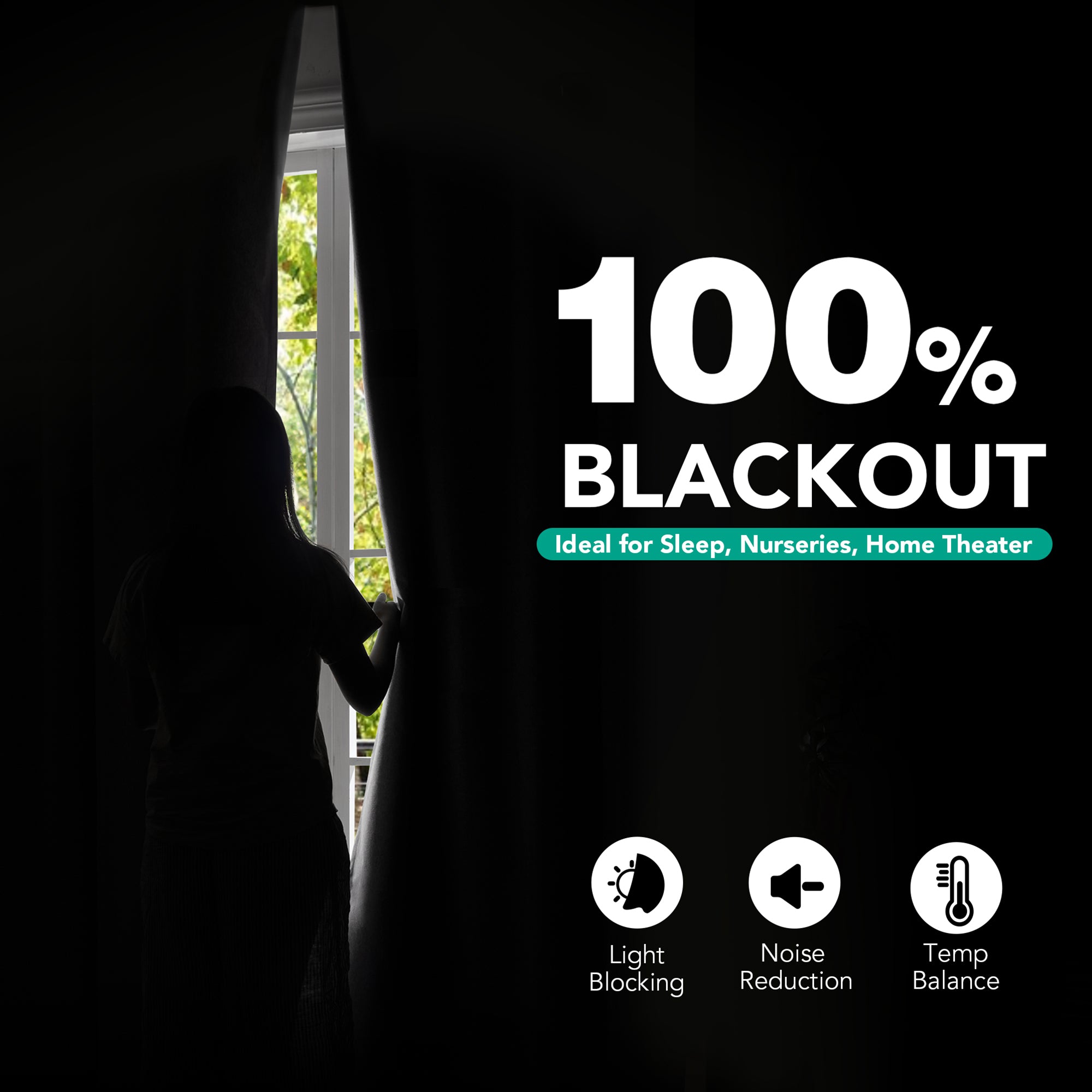 Deconovo Blackout Curtains for Bedroom & Living Room, Thermal Insulated Room Darkening Drapes, Grommet Panels Set of 2