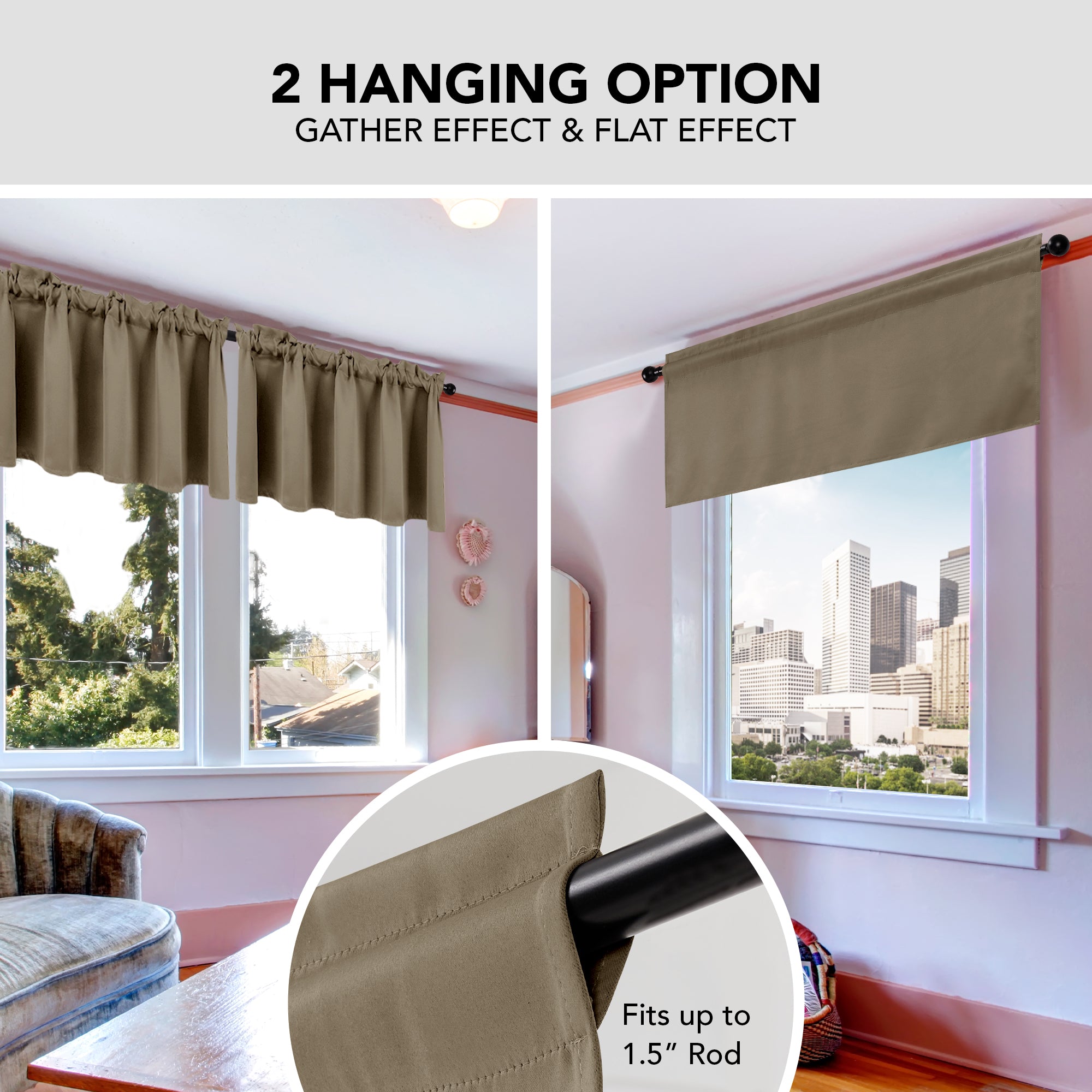 Deconovo Room Darkening Rod Pocket Window Valance – 1 Panel