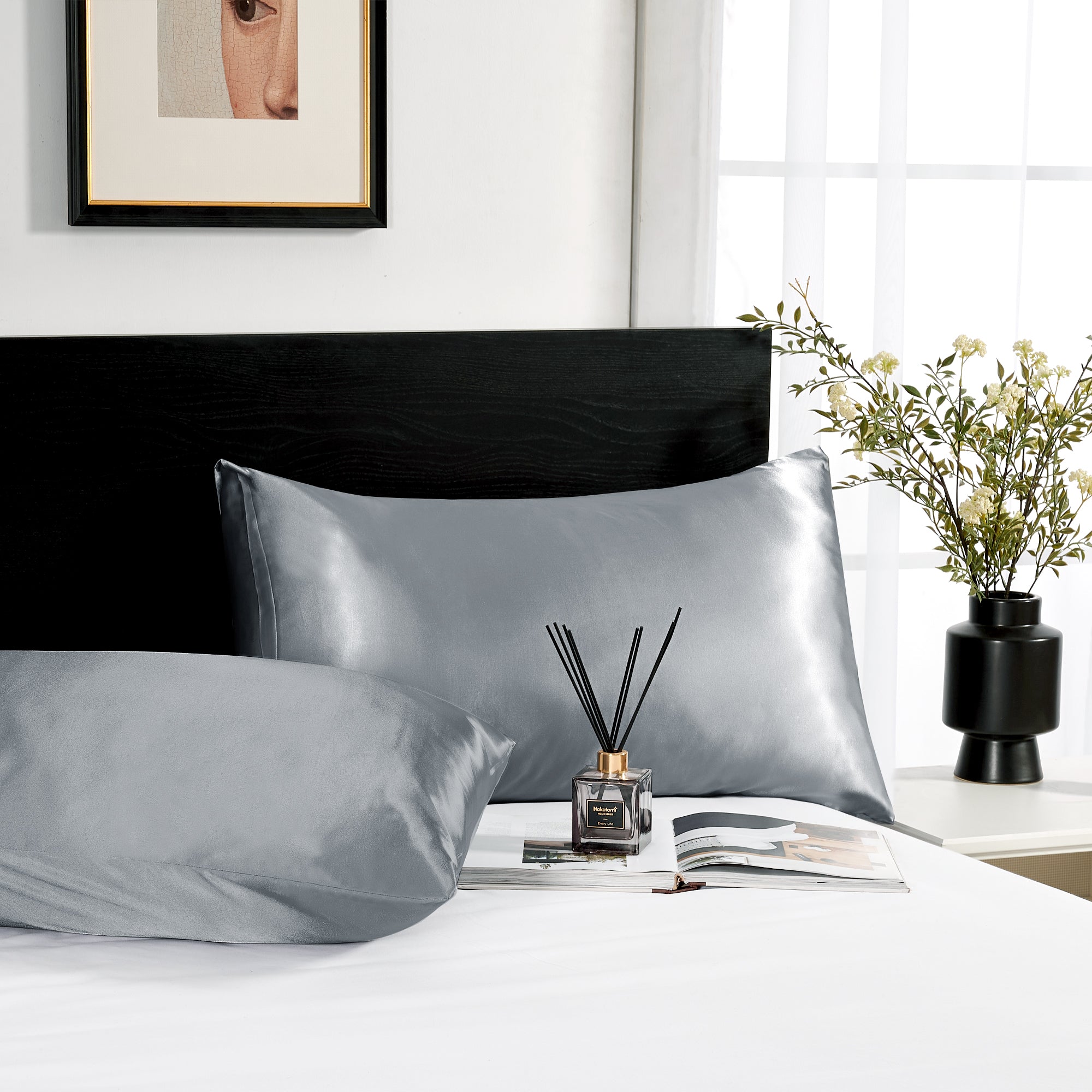 Deconovo Satin Silk Pillowcases (Set of 2), Envelope Closure