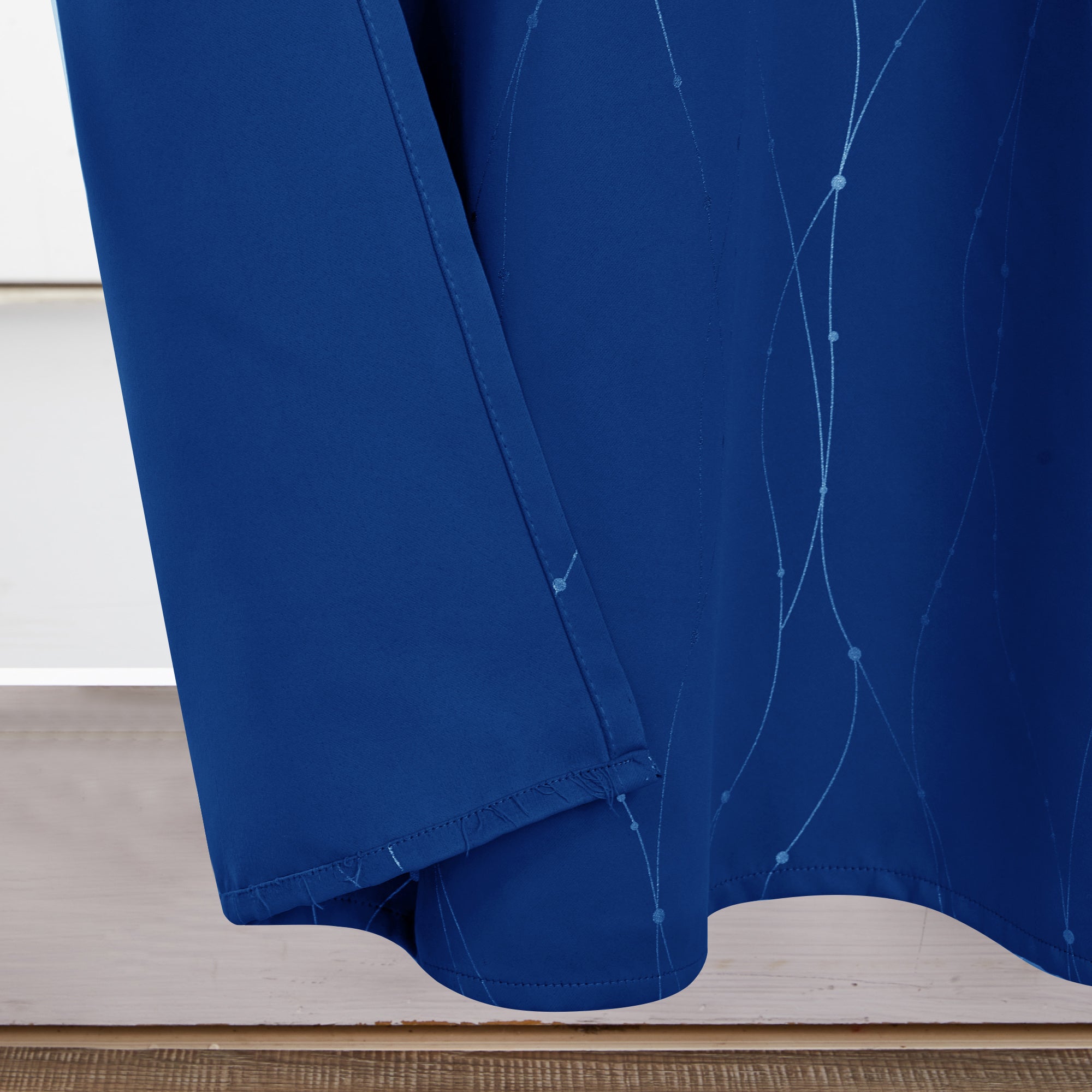 Deconovo Wave Line with Dots Blackout Curtains, 42-Inch Wide, 2 Panels