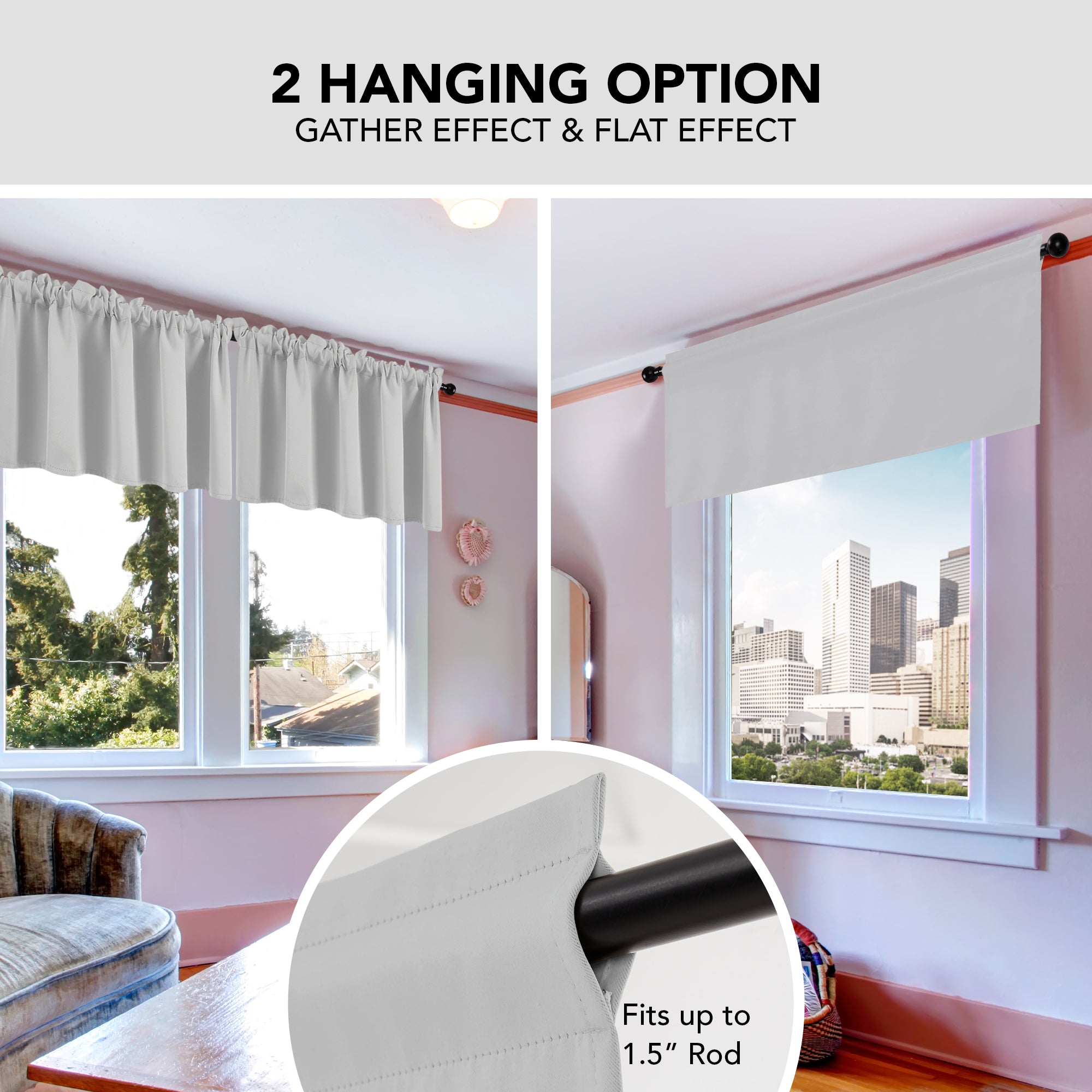 Deconovo Room Darkening Rod Pocket Window Valance – 1 Panel