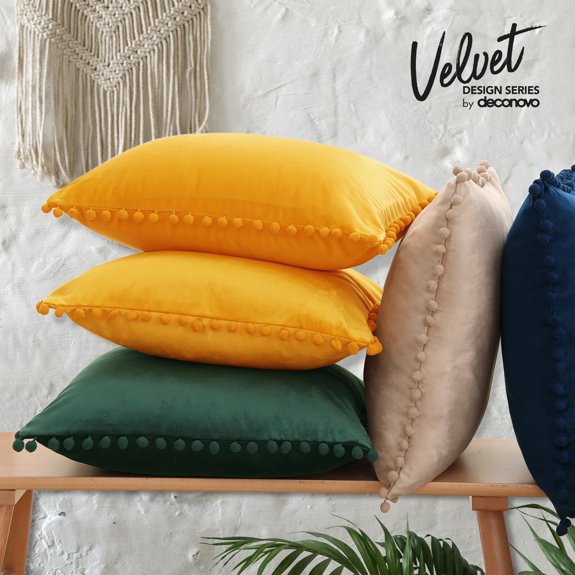 Deconovo Velvet Pom-Pom Pillow Covers 2-Pack – Multiple Sizes (Cover Only)