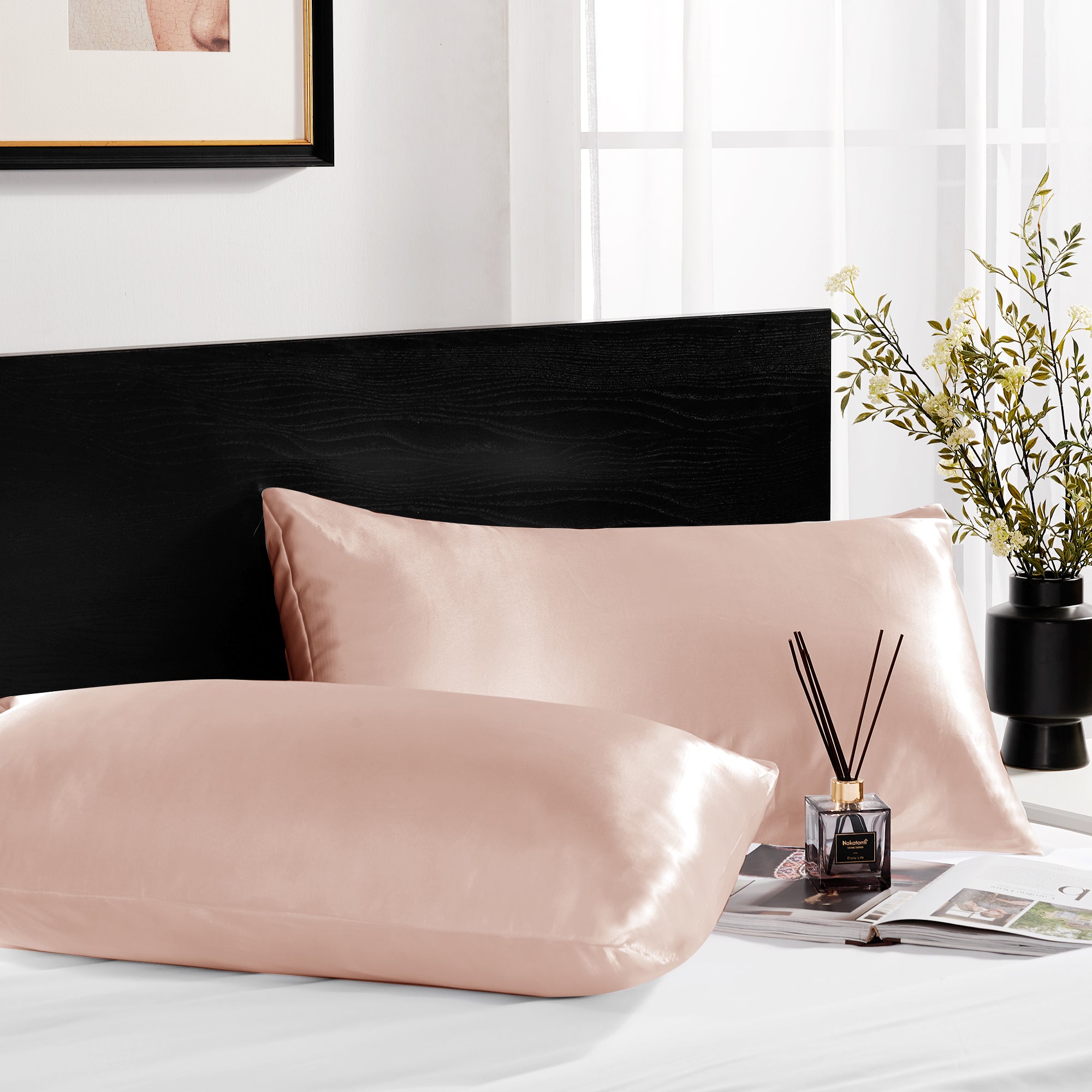 Deconovo Satin Silk Pillowcases (Set of 2), Envelope Closure