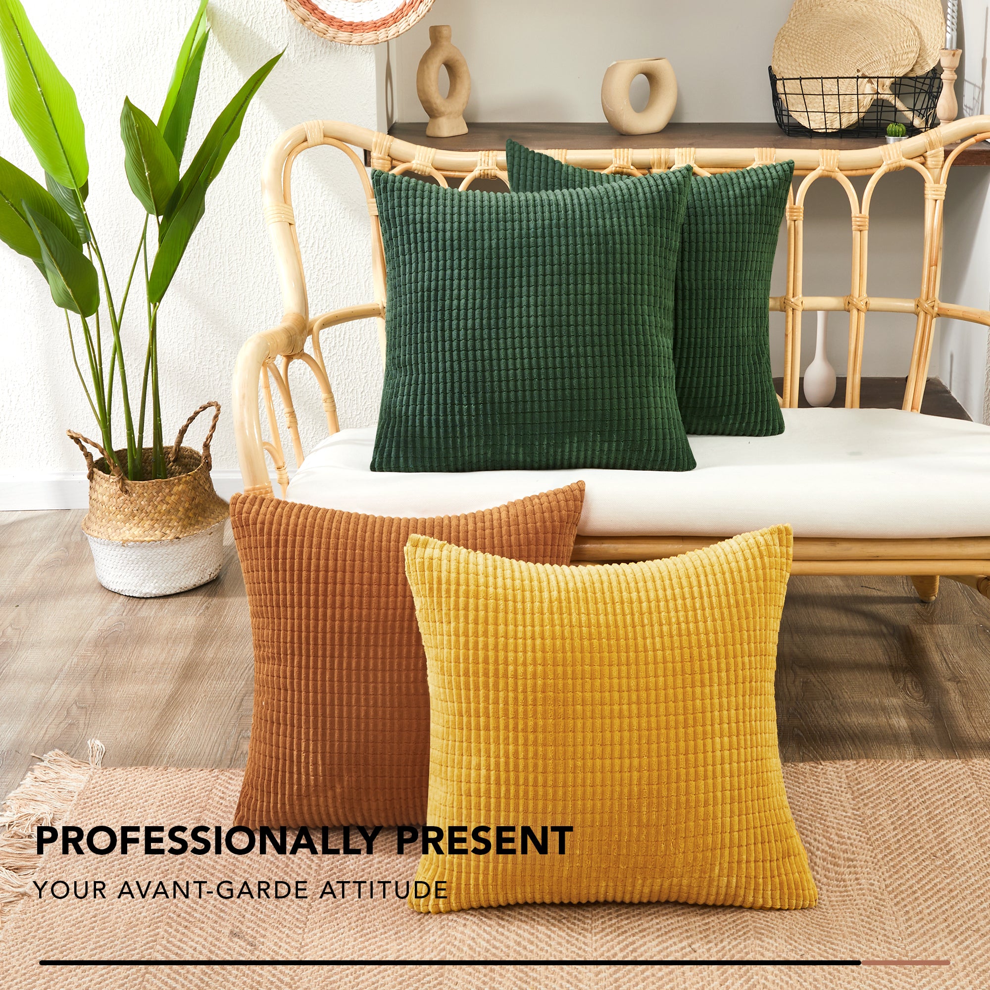 Deconovo Corduroy Decorative Throw Pillow Covers, 2-Pack, OEKO-TEX, Zippered