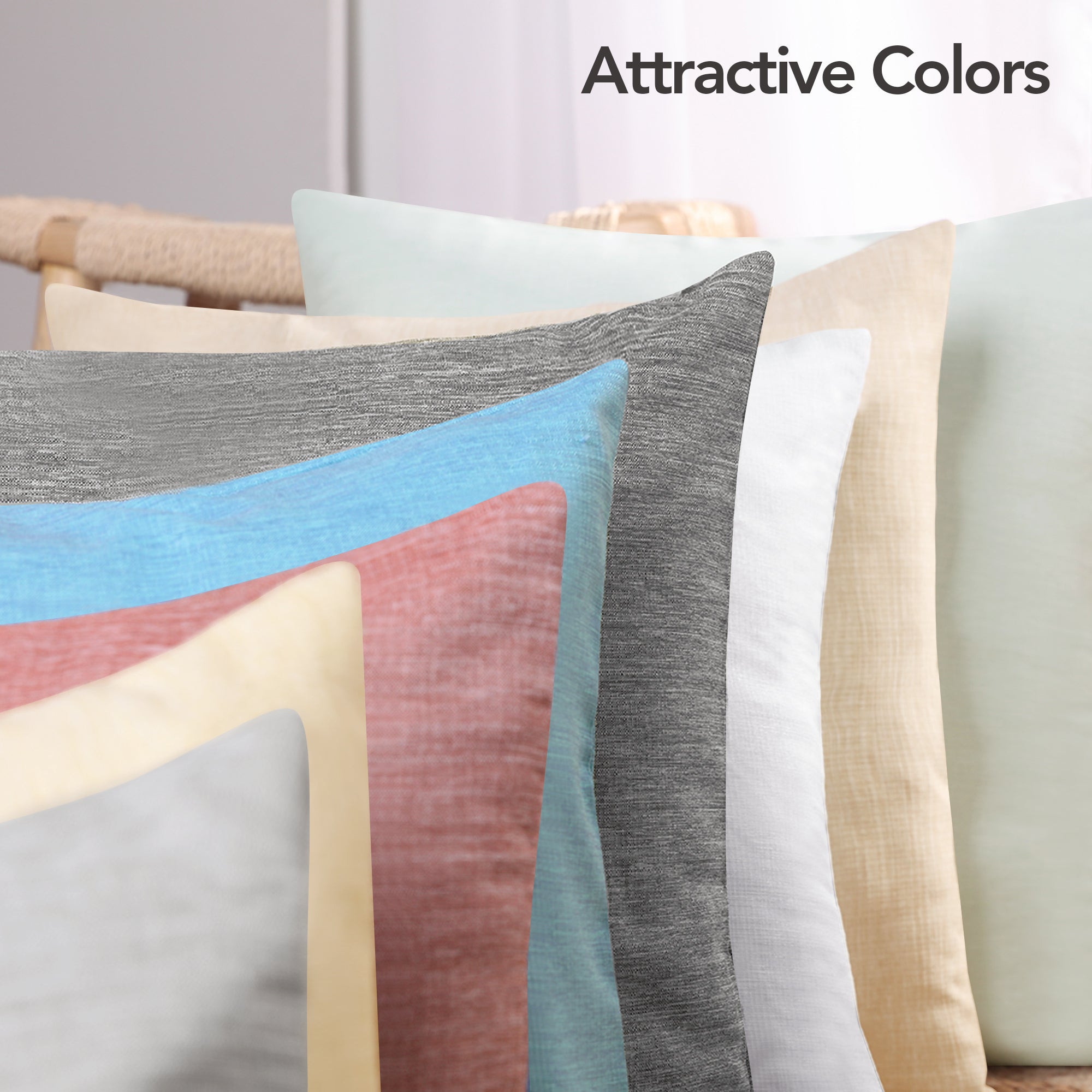 Deconovo Faux Linen Cushion Covers, Set of 2, Light Blue ¨C Eco-Friendly, Machine Washable, Decorative Pillow Covers for Sofa