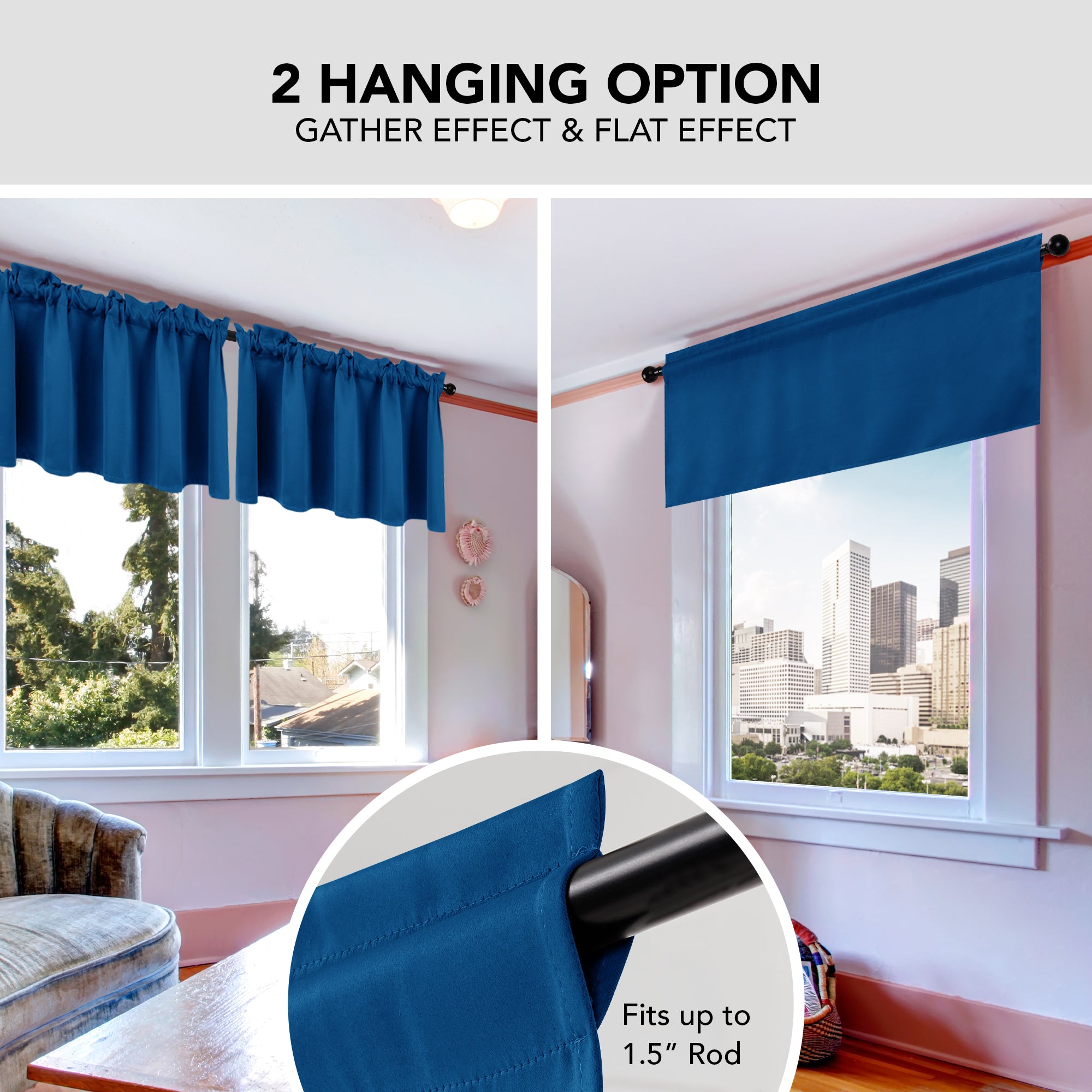 Deconovo Room Darkening Rod Pocket Window Valance – 1 Panel