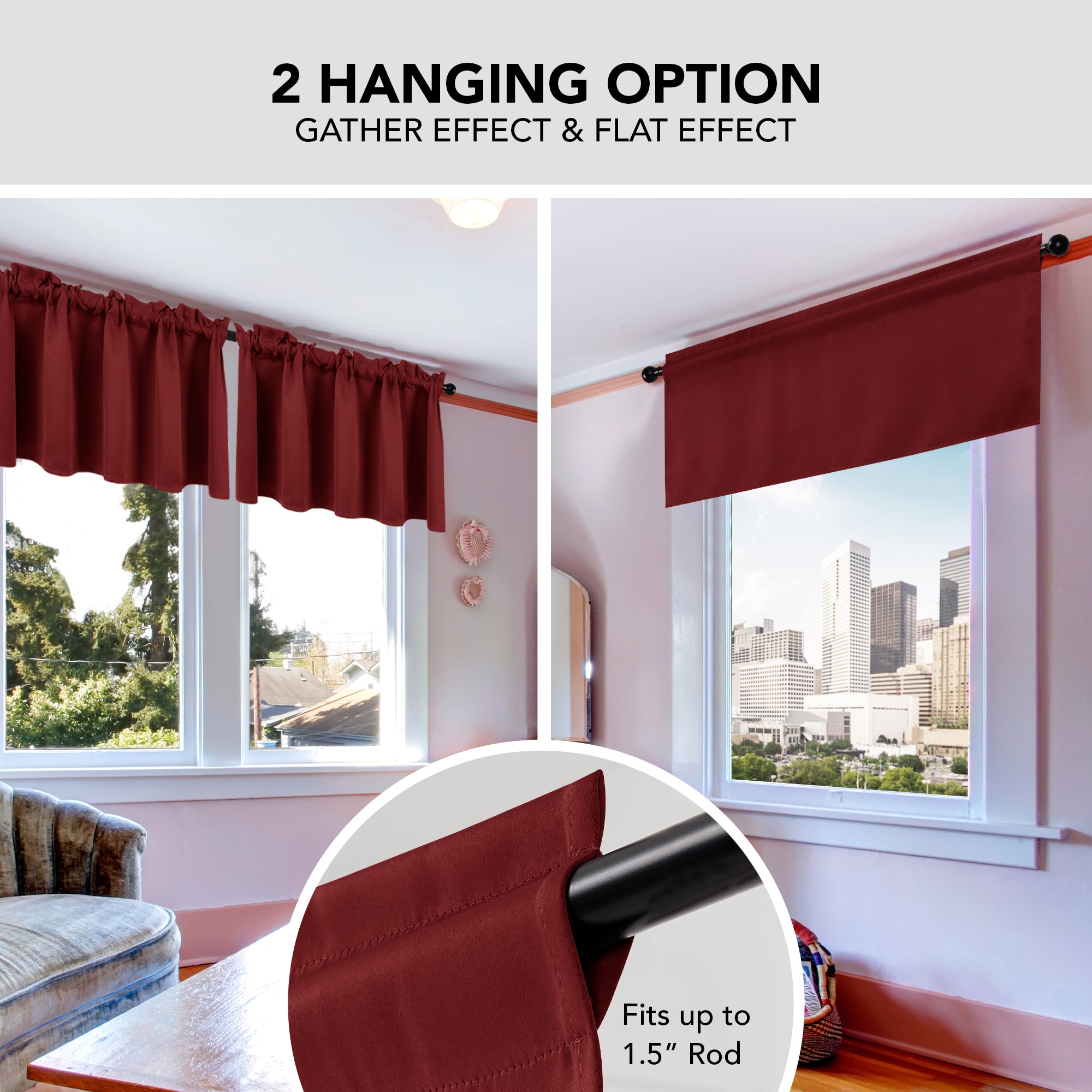 Deconovo Room Darkening Rod Pocket Window Valance – 1 Panel