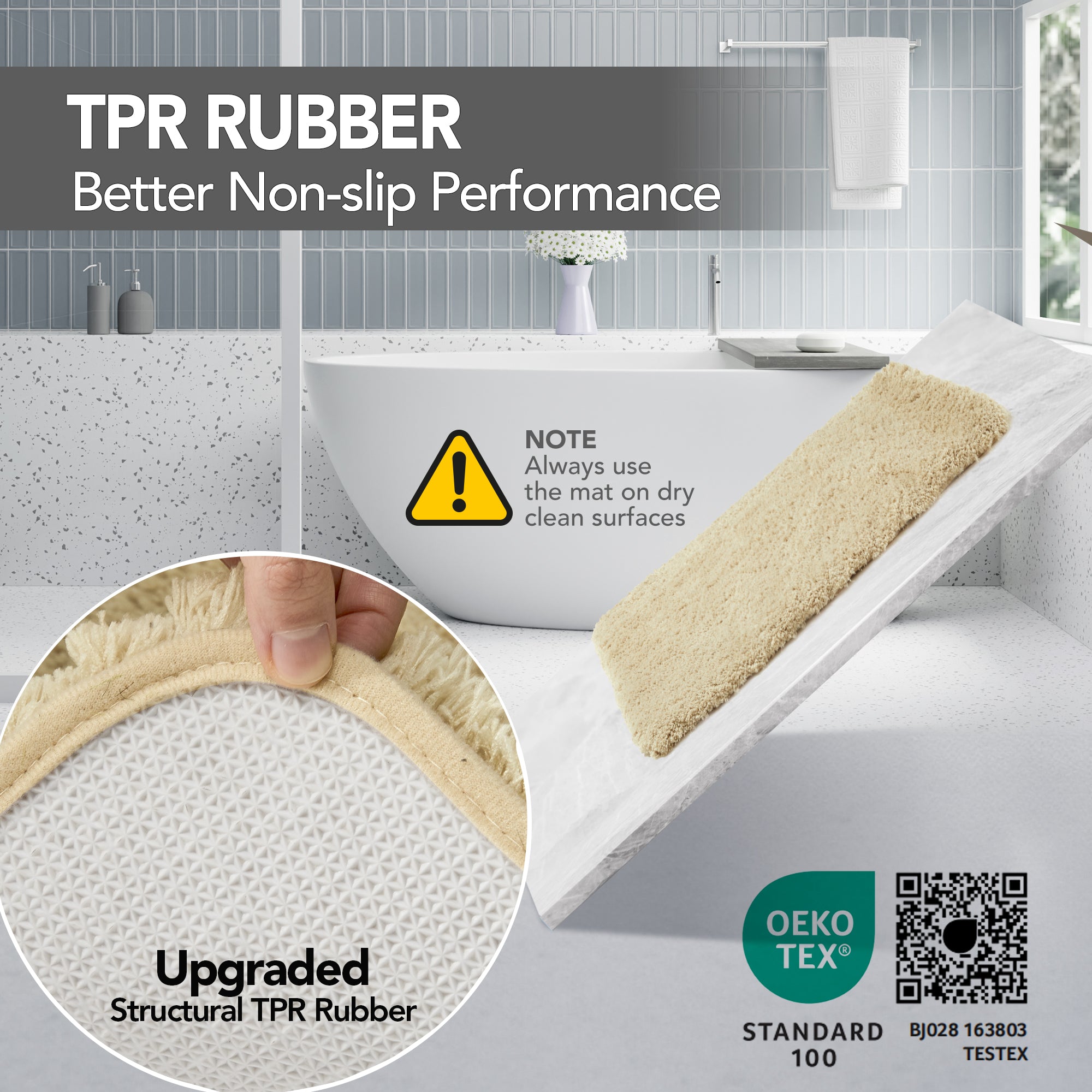 Deconovo Plush Non-Slip Bath Mat – Super Absorbent Rug (1 PC)