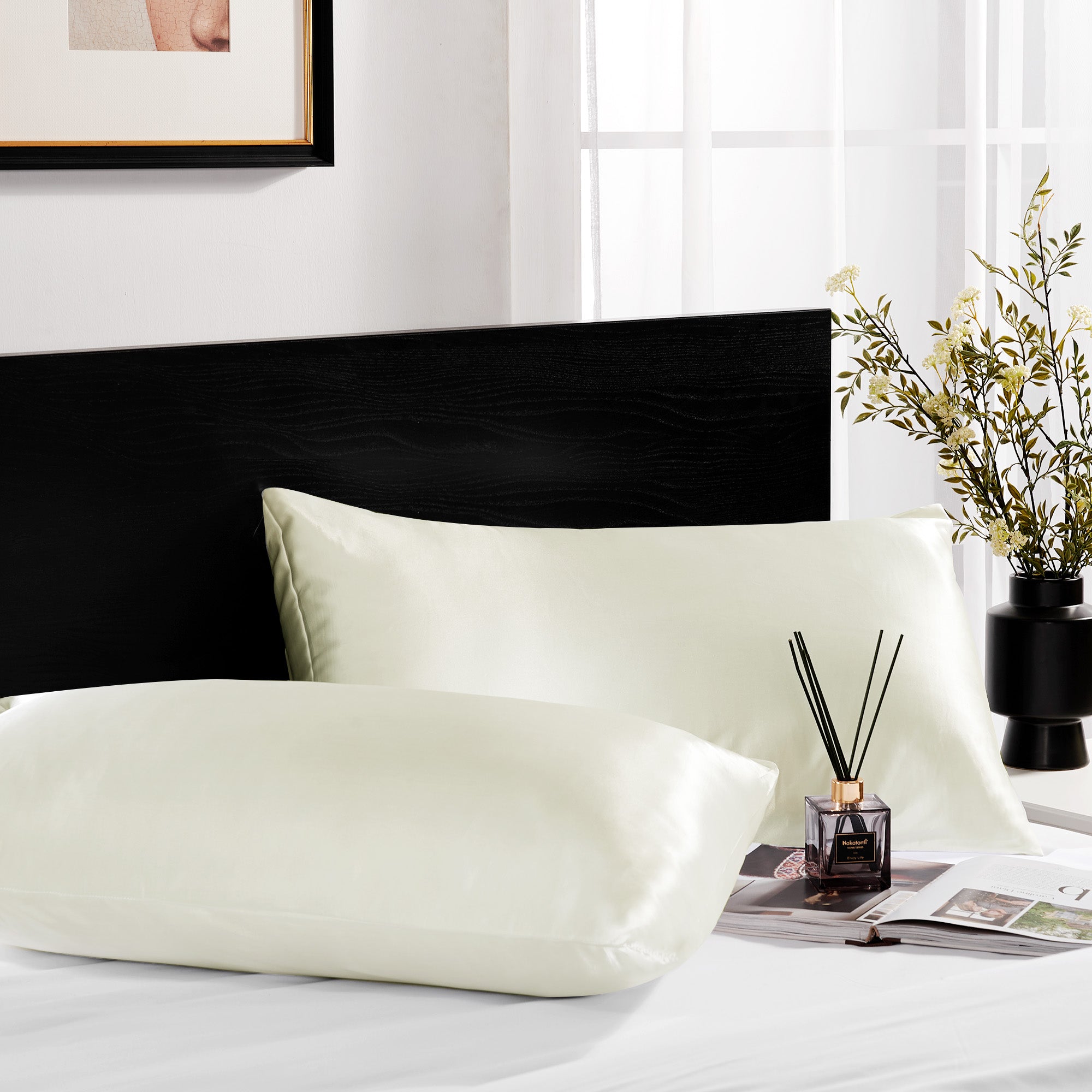 Deconovo Satin Silk Pillowcases (Set of 2), Envelope Closure