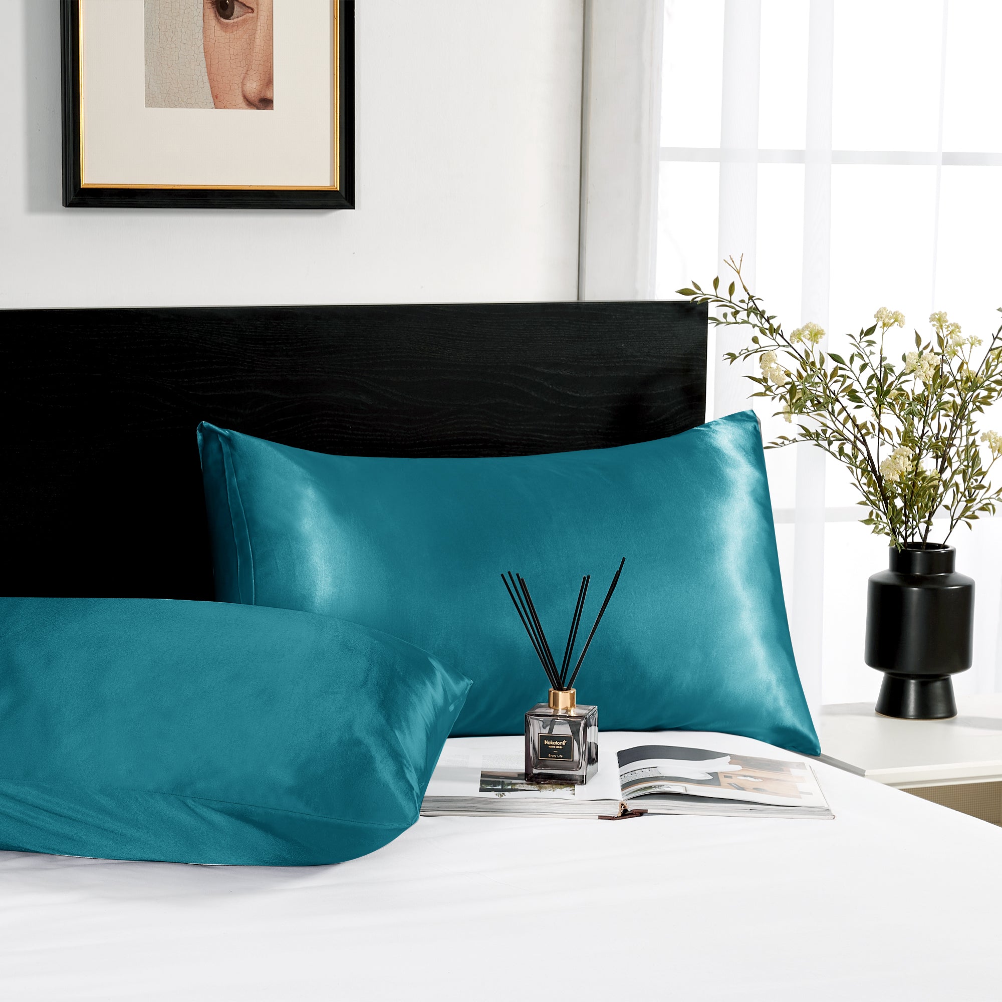 Deconovo Satin Silk Pillowcases (Set of 2), Envelope Closure