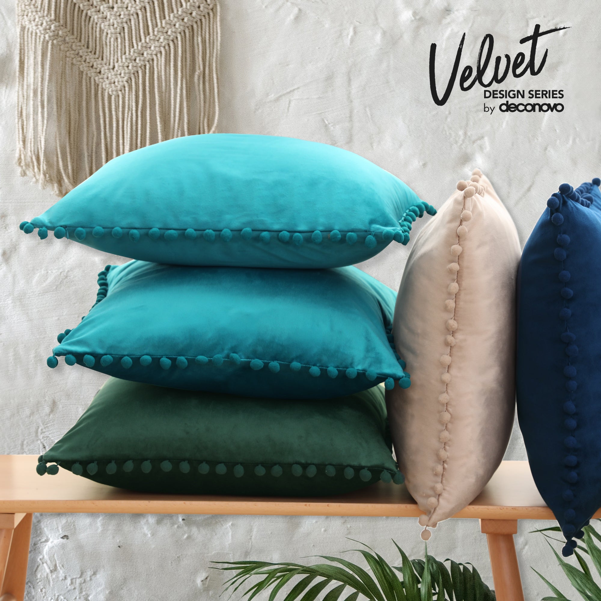 Deconovo Velvet Pom-Pom Pillow Covers 2-Pack – Multiple Sizes (Cover Only)