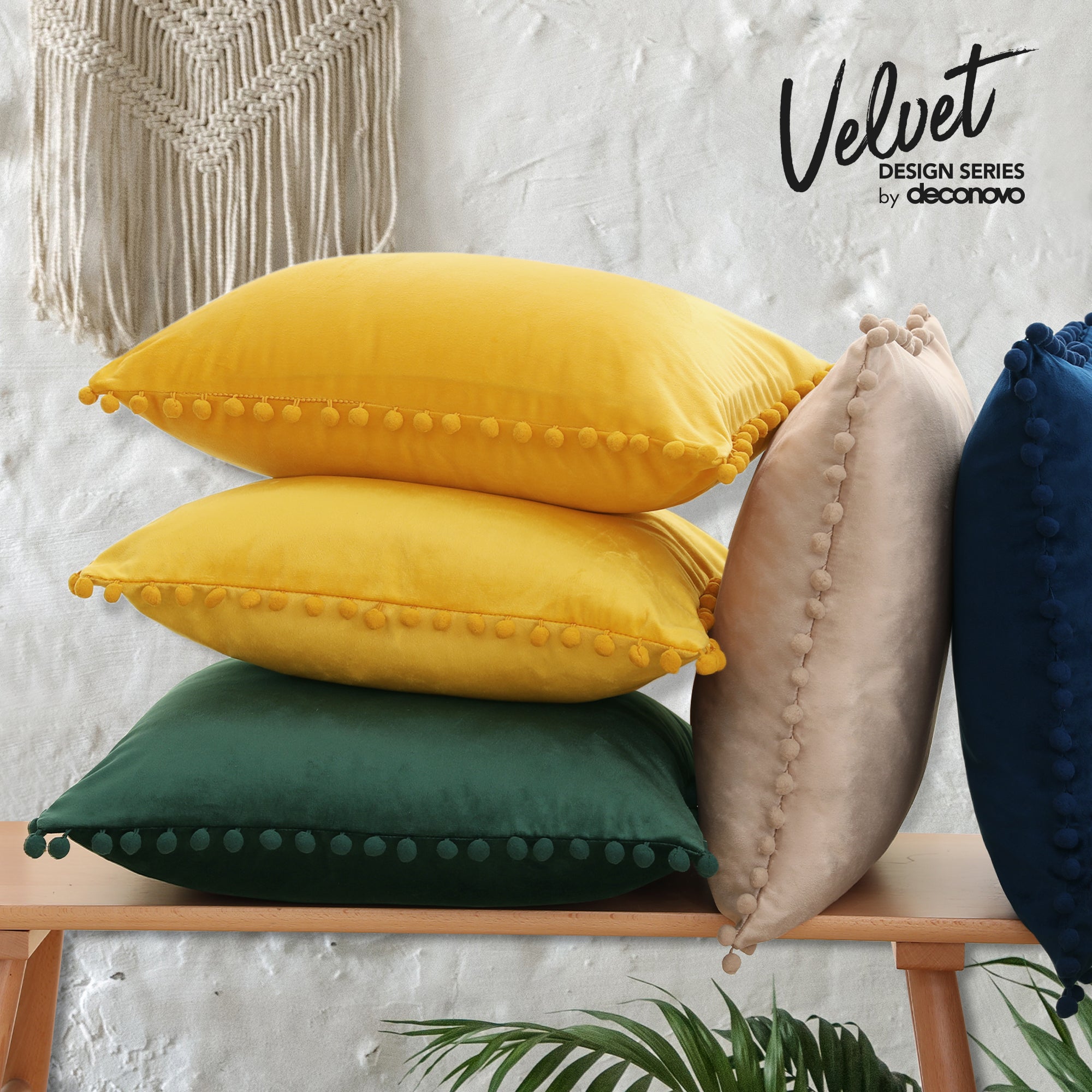 Deconovo Velvet Pom-Pom Pillow Covers 2-Pack – Multiple Sizes (Cover Only)