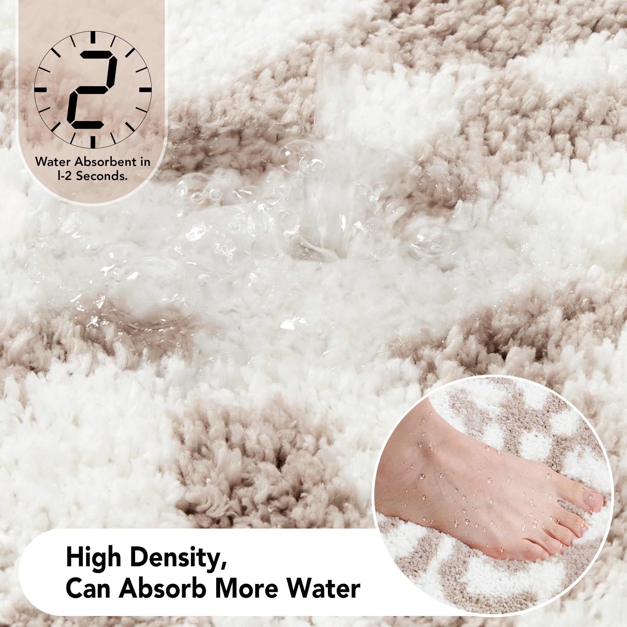 Deconovo Non-Slip Flower Pattern Tufted Bathroom Mat, Machine Washable