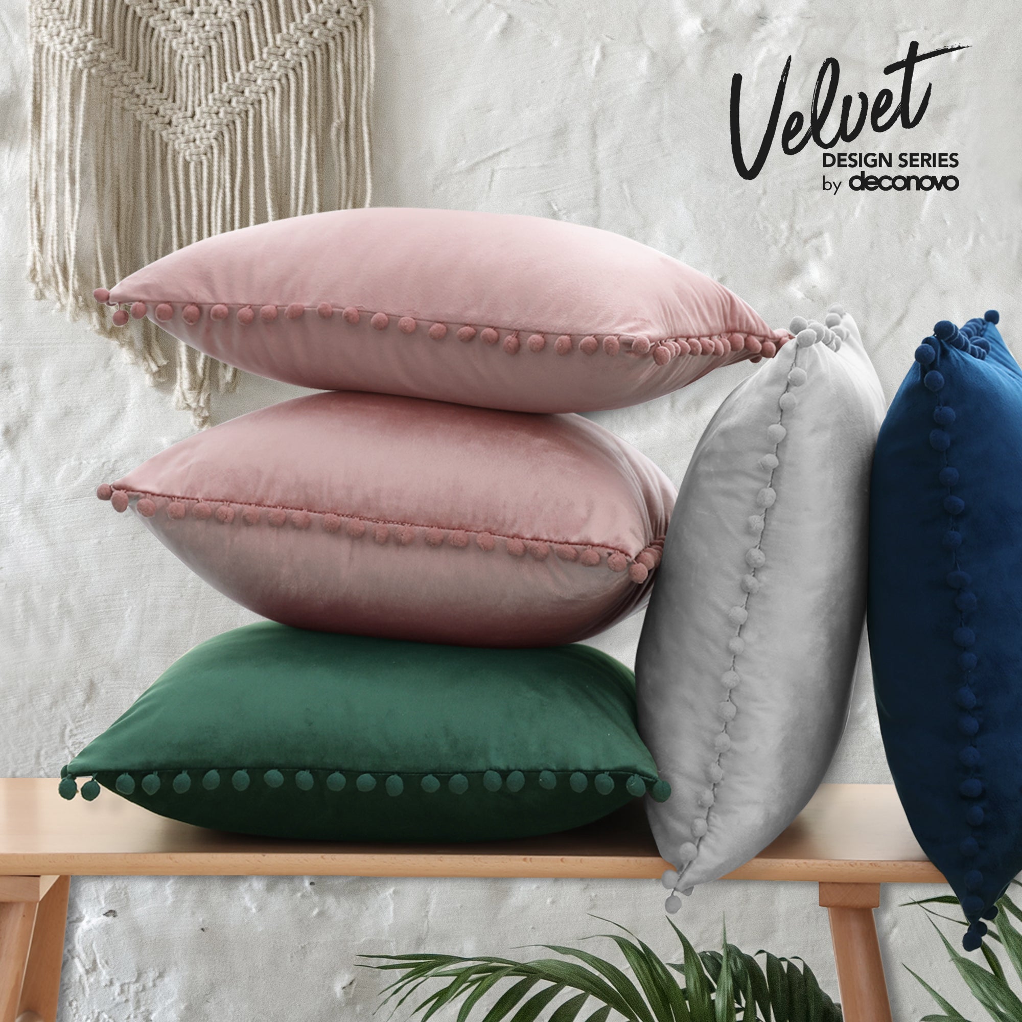 Deconovo Velvet Pom-Pom Pillow Covers 2-Pack – Multiple Sizes (Cover Only)