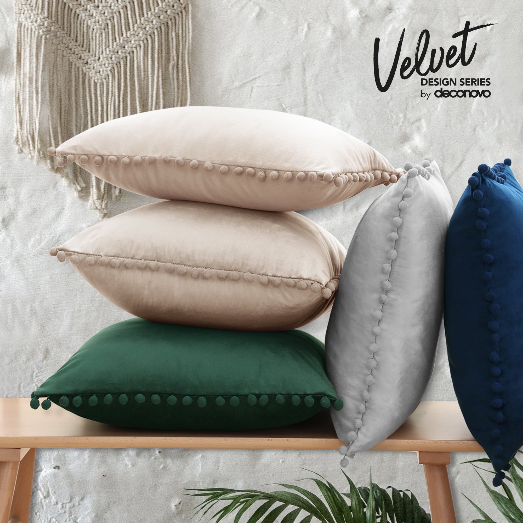 Deconovo Velvet Pom-Pom Pillow Covers 2-Pack – Multiple Sizes (Cover Only)
