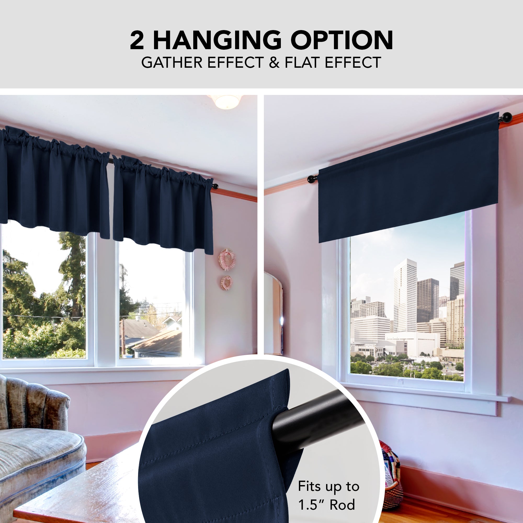 Deconovo Room Darkening Rod Pocket Window Valance – 1 Panel