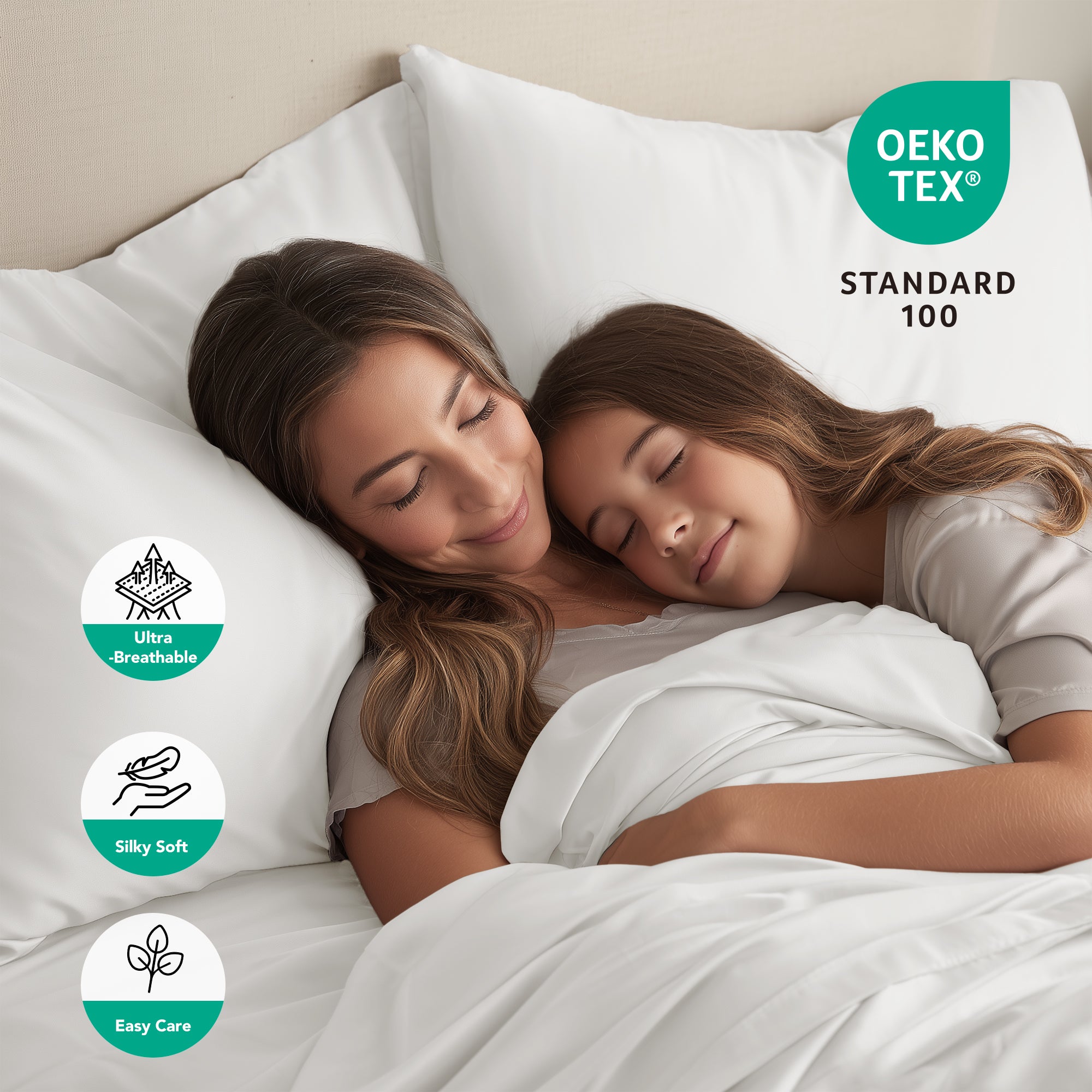 Deconovo Bamboo Viscose Satin Duvet Cover, Breathable Cooling Bedding with Corner Ties, OEKO-TEX Certified