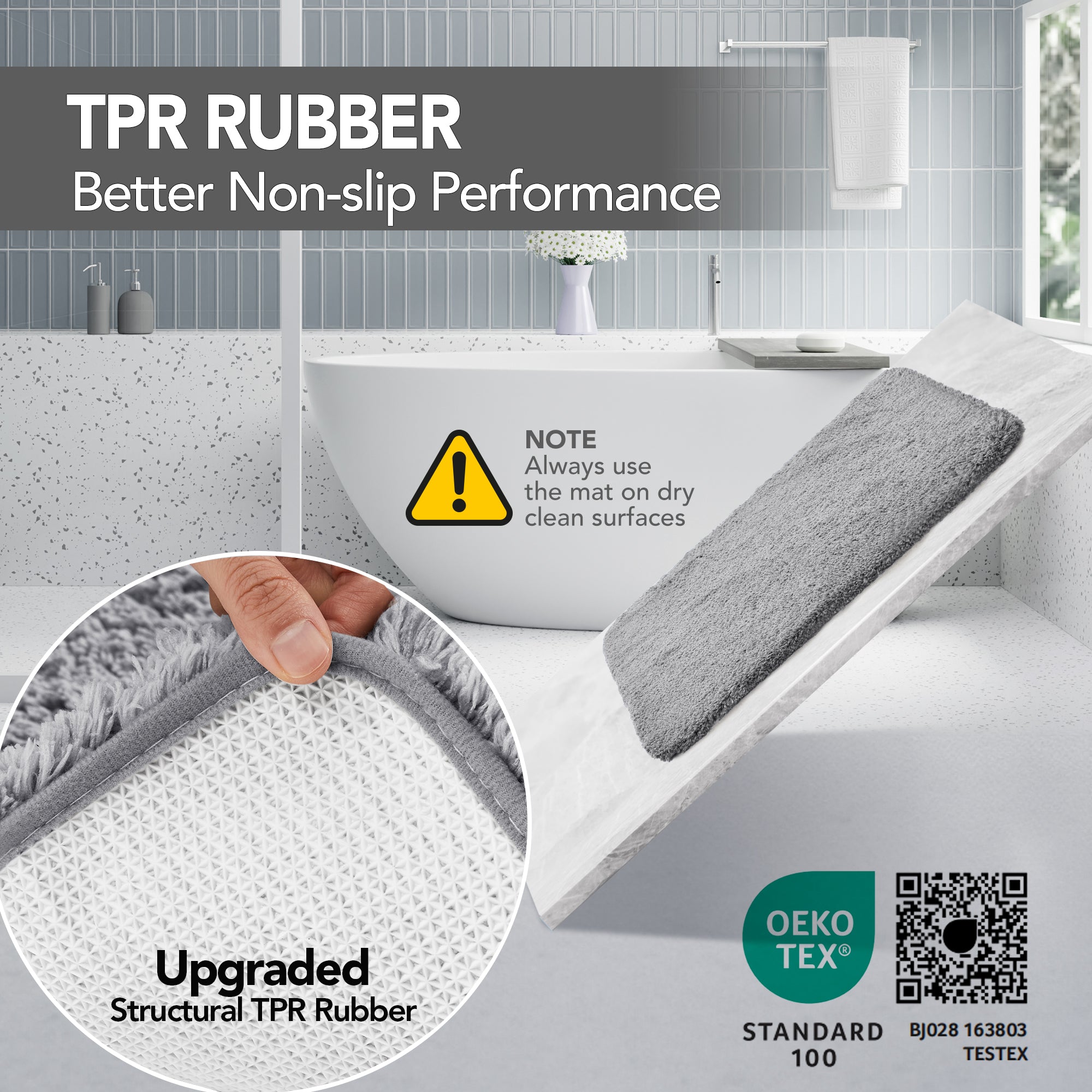 Deconovo Plush Non-Slip Bath Mat – Super Absorbent Rug (1 PC)