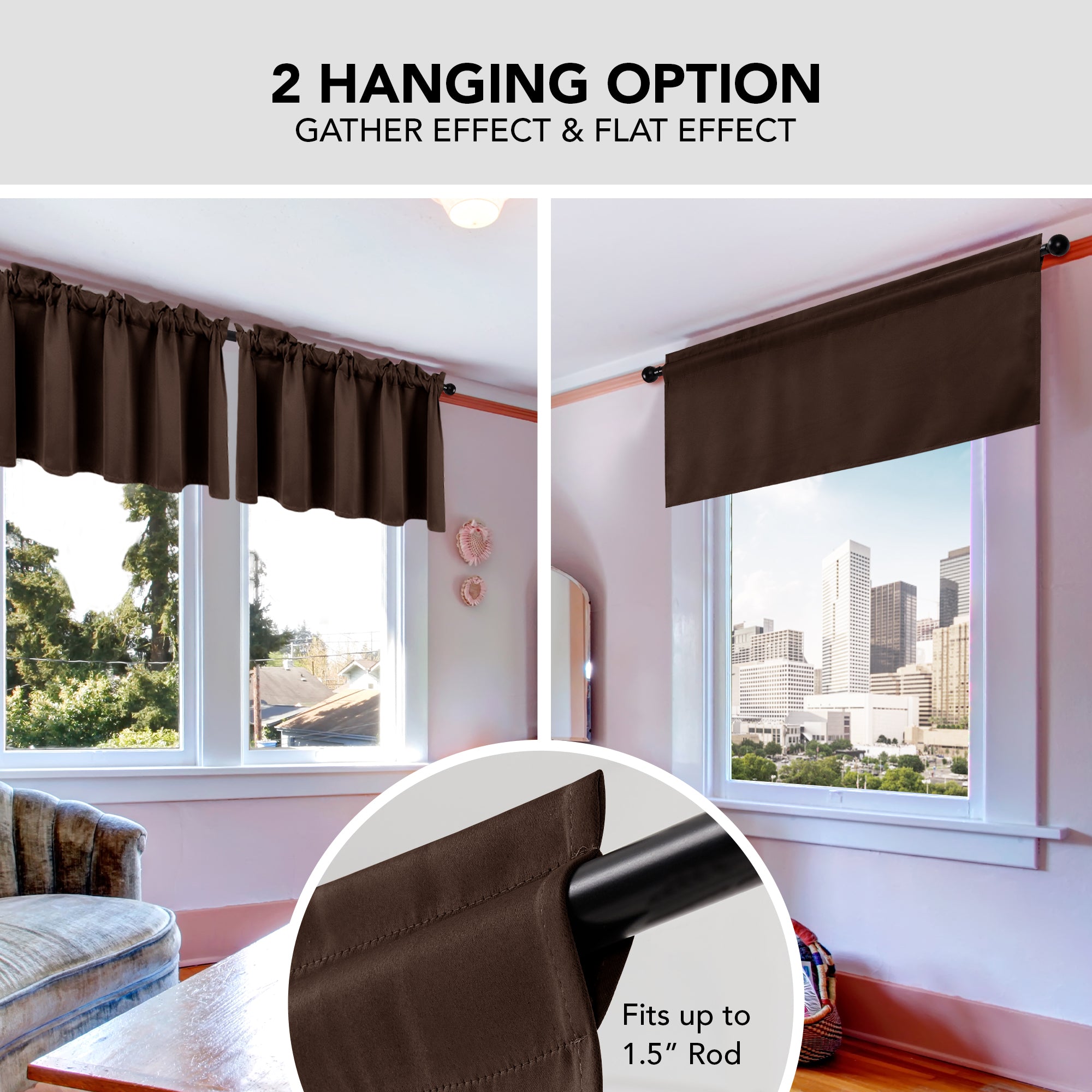 Deconovo Room Darkening Rod Pocket Window Valance – 1 Panel