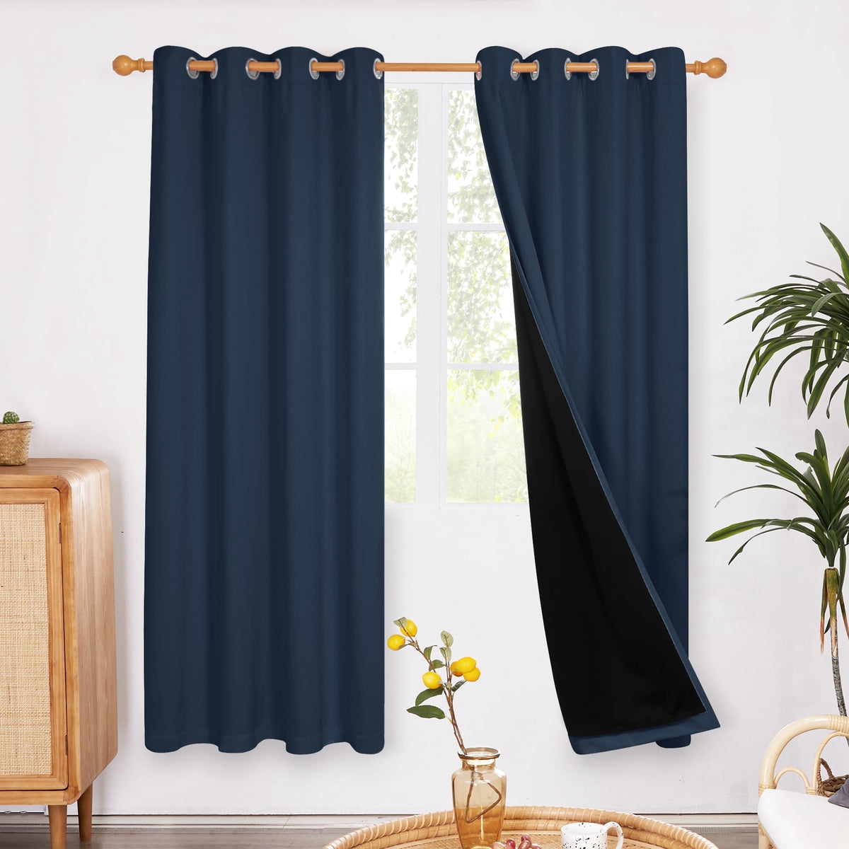 ZOPZO Curtains & Valances, Navy Blue